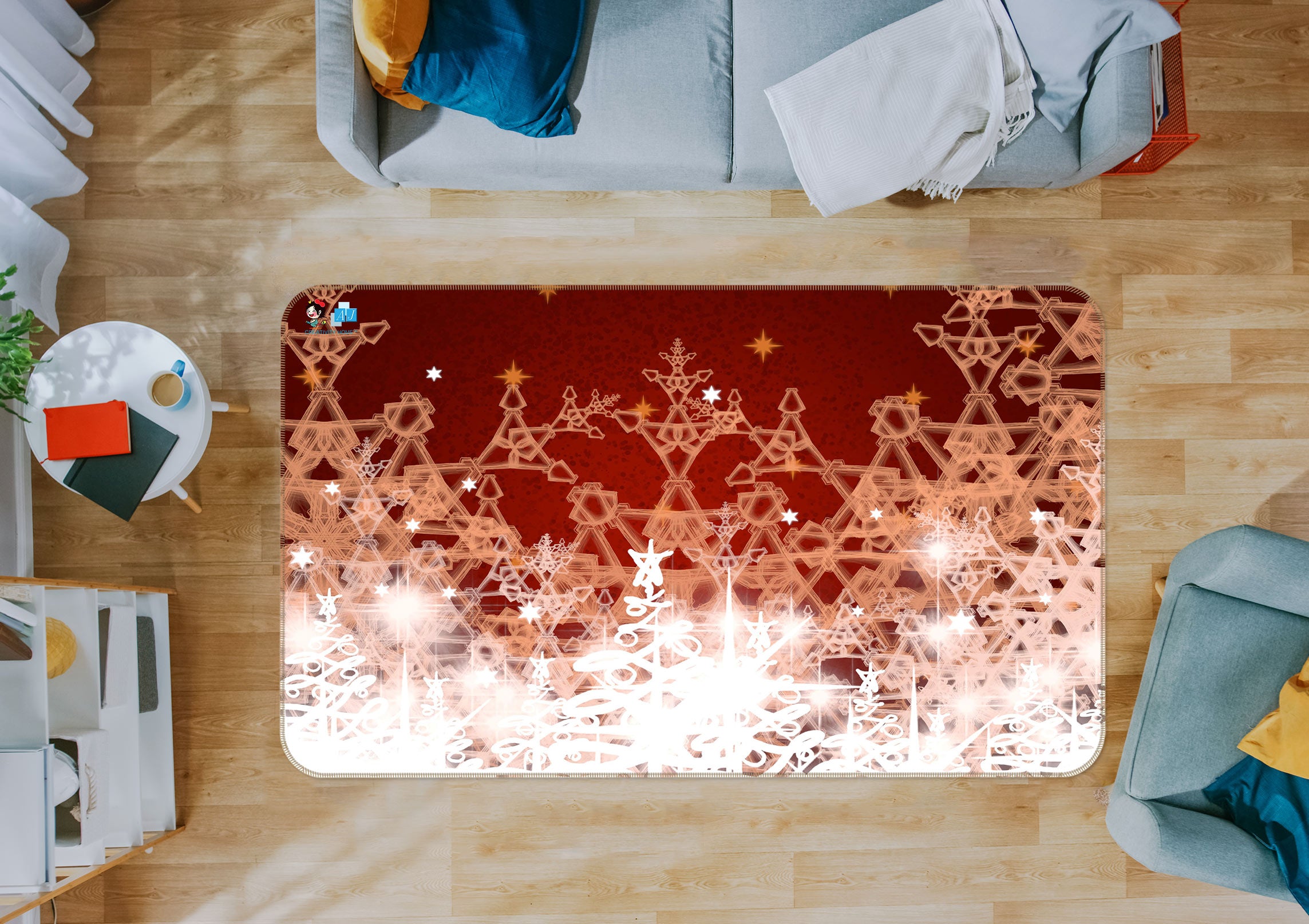 3D Snowflake 55003 Christmas Non Slip Rug Mat Xmas