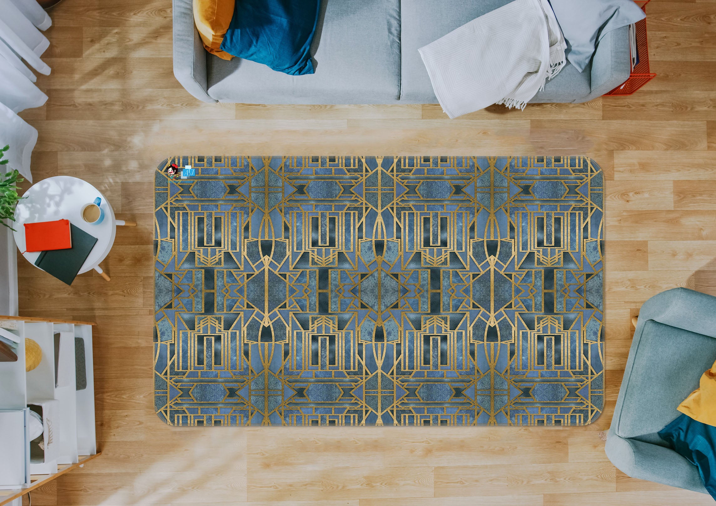 3D Pattern Lines 83004 Andrea haase Rug Non Slip Rug Mat