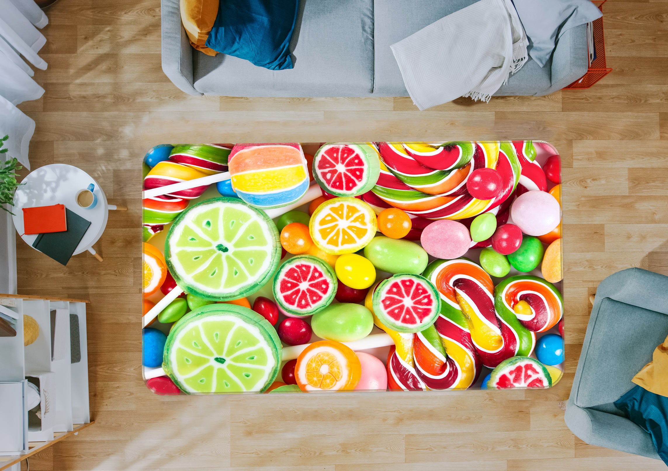 3D Fruit Candy Flakes 76229 Non Slip Rug Mat