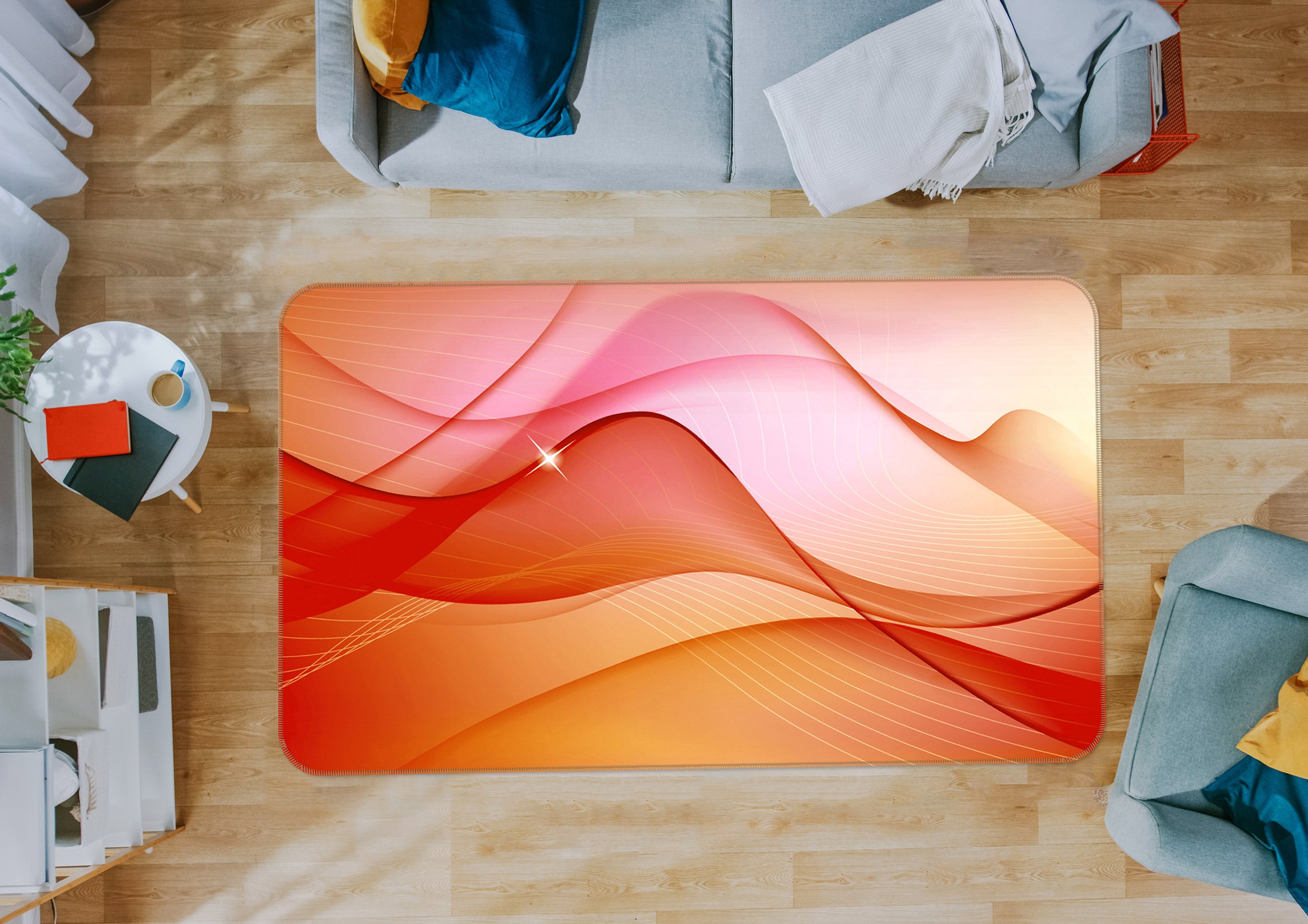 3D Red Wave 76008 Non Slip Rug Mat