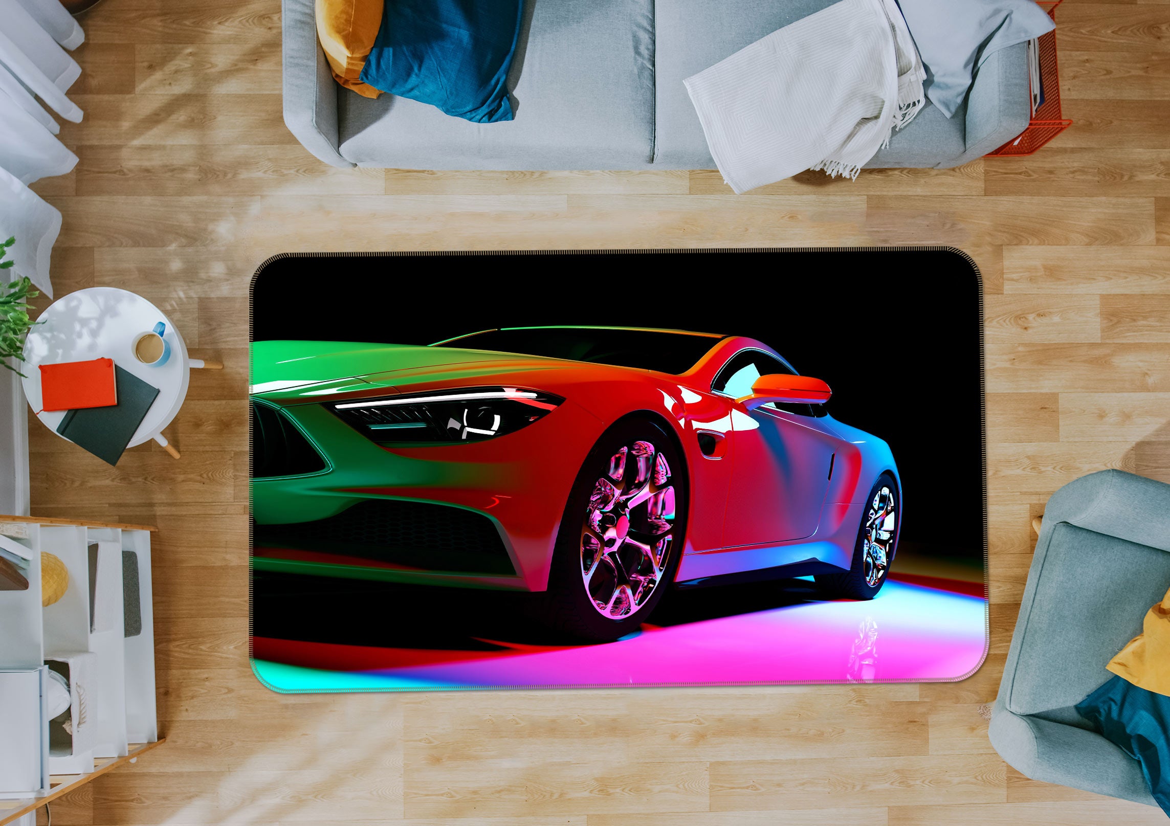 3D Car Colored Light 68015 Vehicle Non Slip Rug Mat