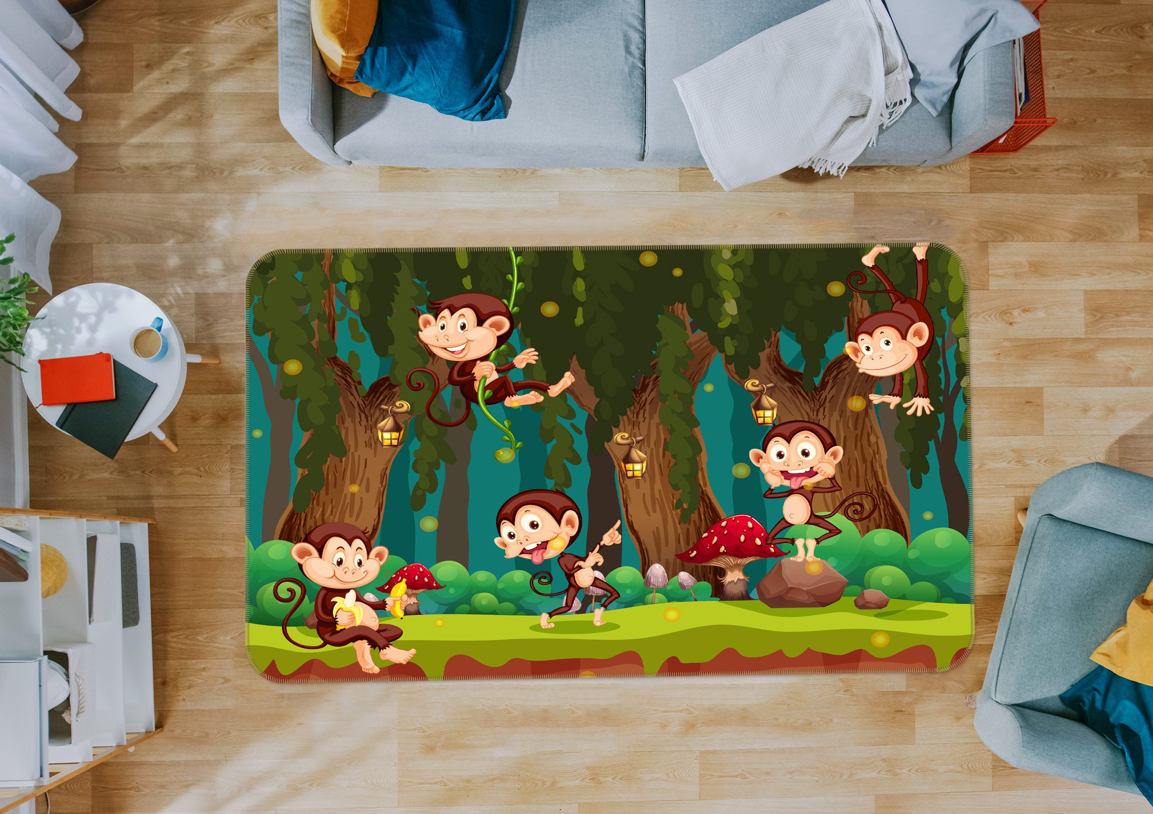 3D Monkey Tree 30074 Non Slip Rug Mat