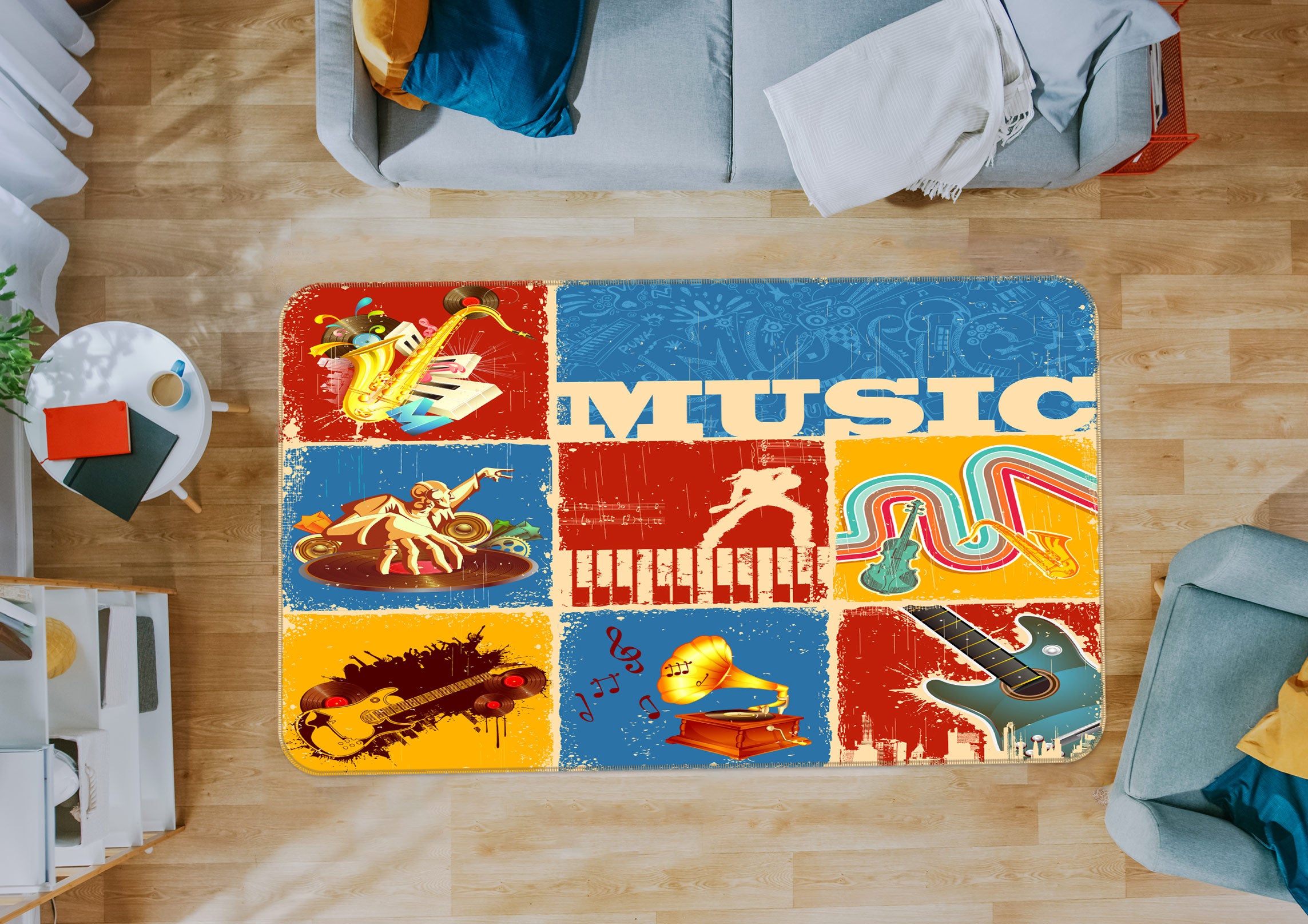 3D Musical Instrument 37097 Non Slip Rug Mat