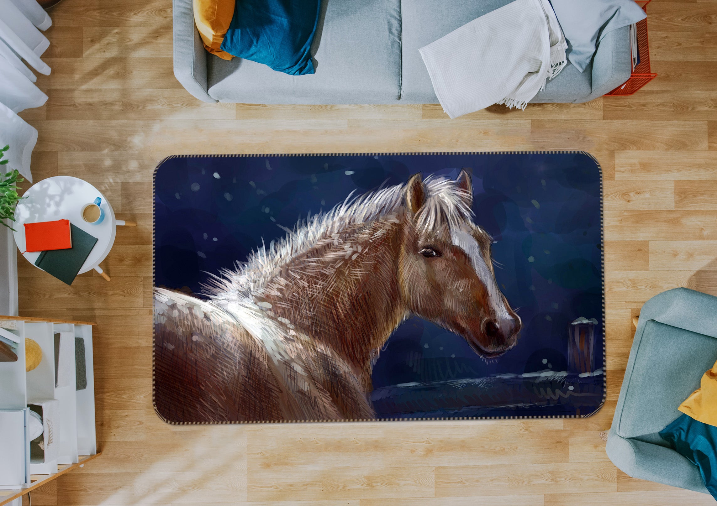 3D Brown Horse 021 Animal Non Slip Rug Mat