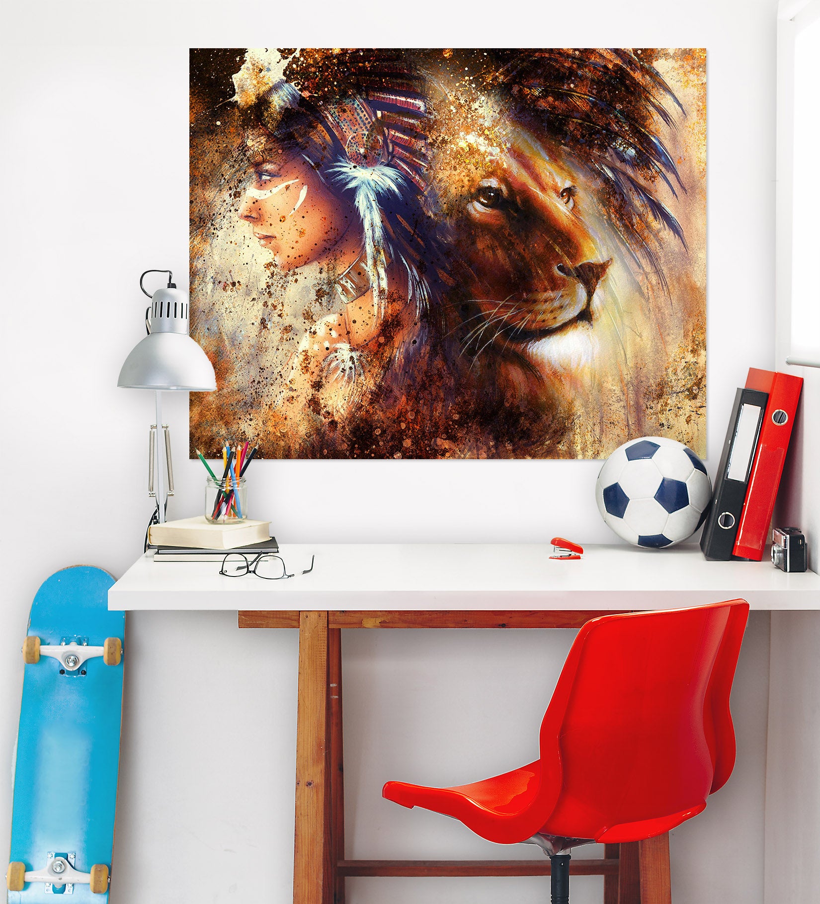 3D Woman Lion 1025 Wall Sticker