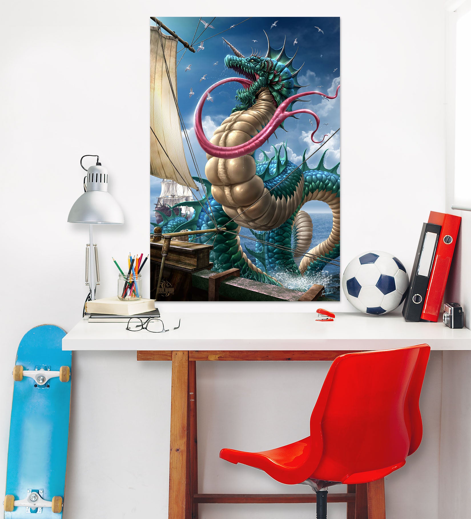 3D Long Tongue Dragon 5128 Tom Wood Wall Sticker