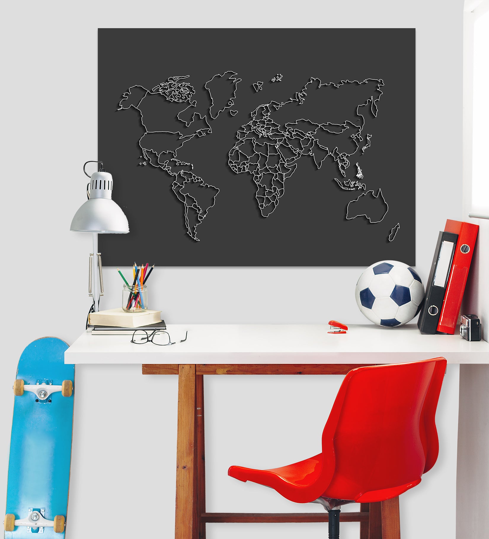 3D Black Pattern 102 World Map Wall Sticker