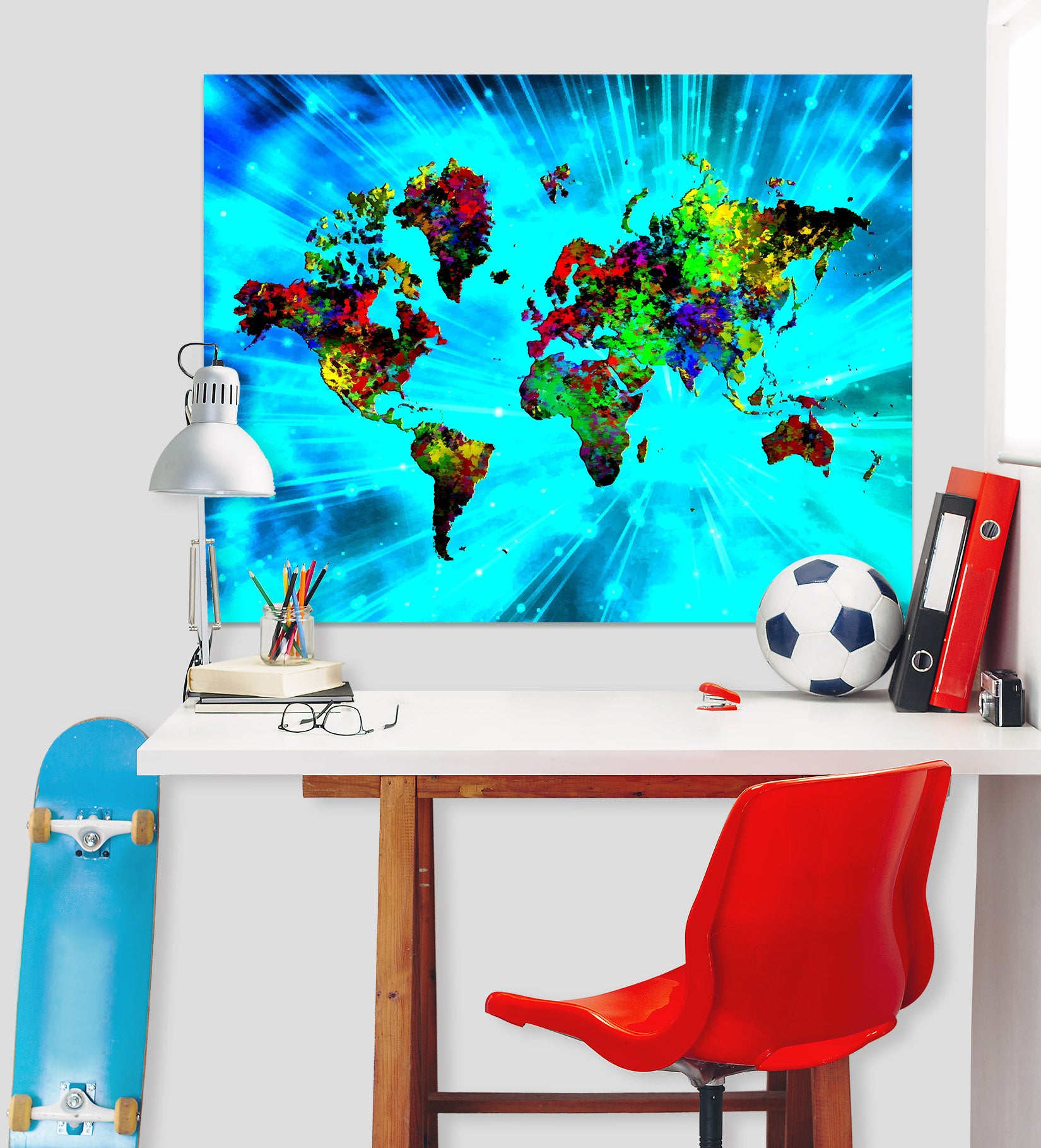 3D Color Island 253 World Map Wall Sticker