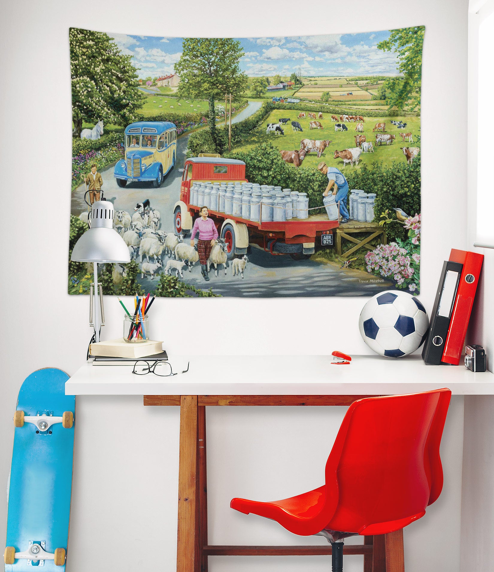 3D Lawn Milk Cart 11289 Trevor Mitchell Tapestry Hanging Cloth Hang