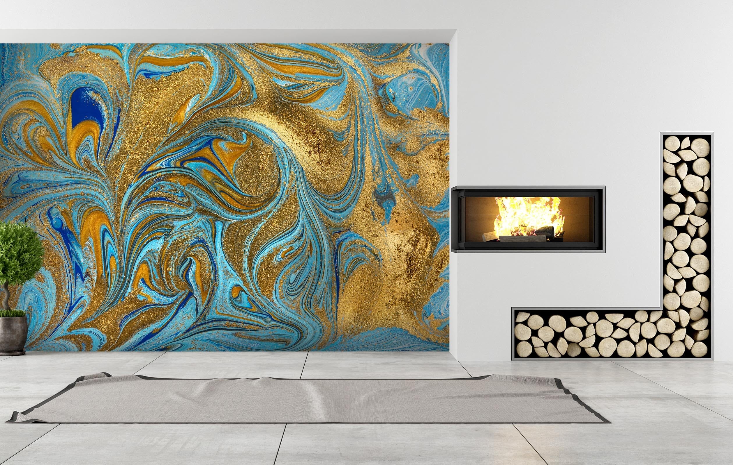 3D Golden Abstract Graphics 01 Wall Murals Wallpaper AJ Wallpaper 2 