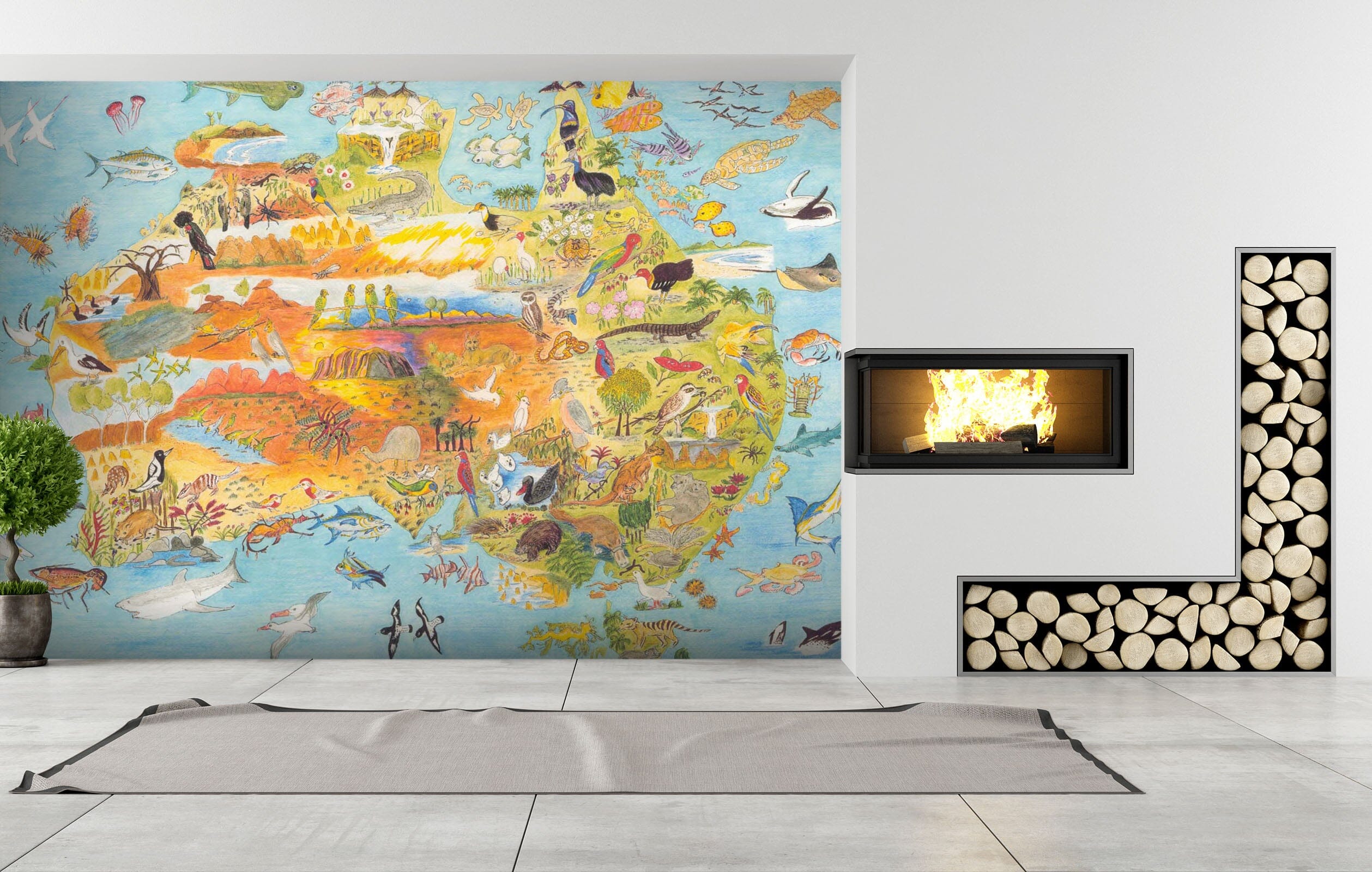 3D World Map 1401 Michael Sewell Wall Mural Wall Murals Wallpaper AJ Wallpaper 2 
