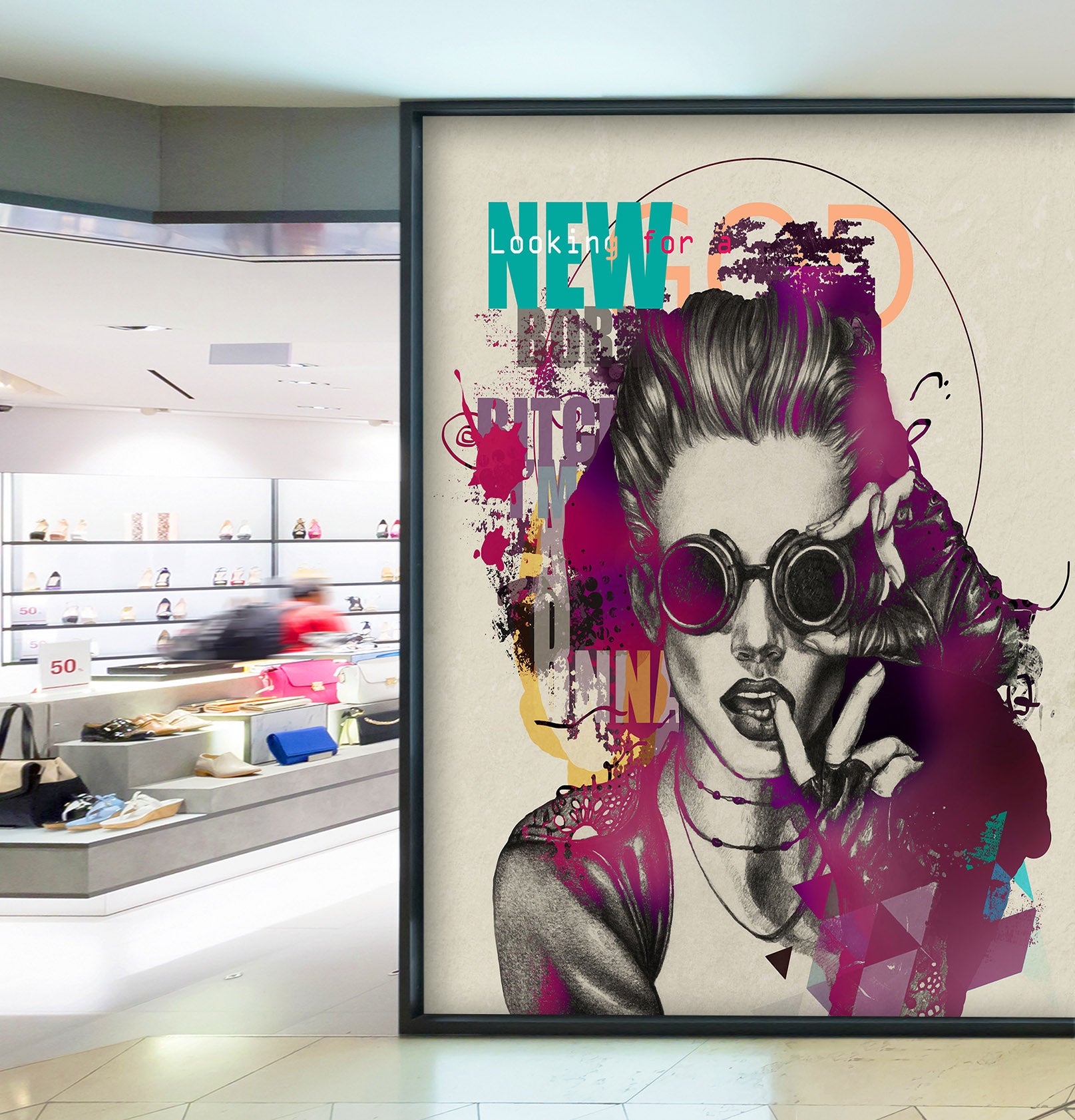 3D Sunglasses Woman 011 Wall Murals