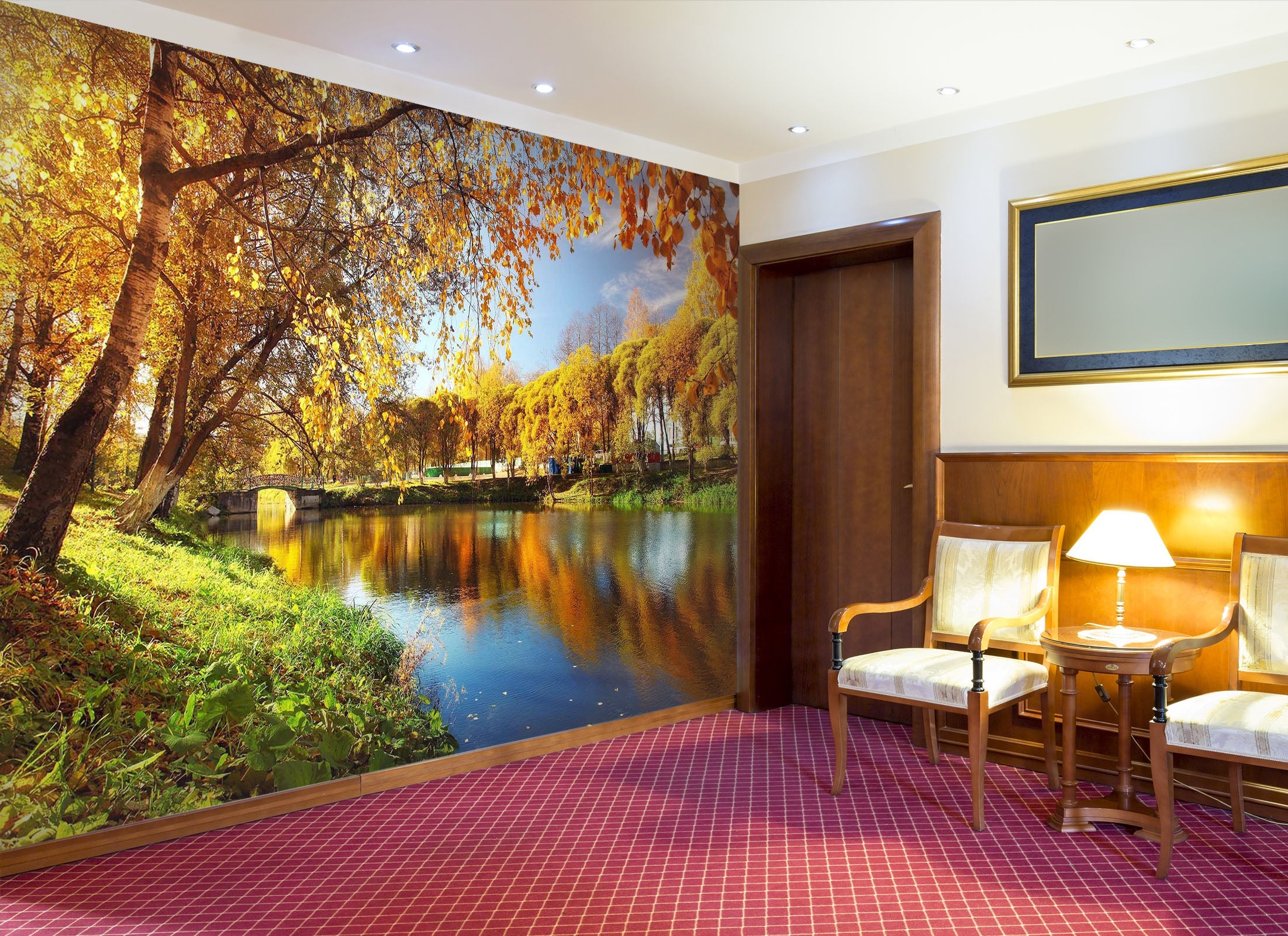 3D Park Lake Bridge 37 Wall Murals Wallpaper AJ Wallpaper 2 