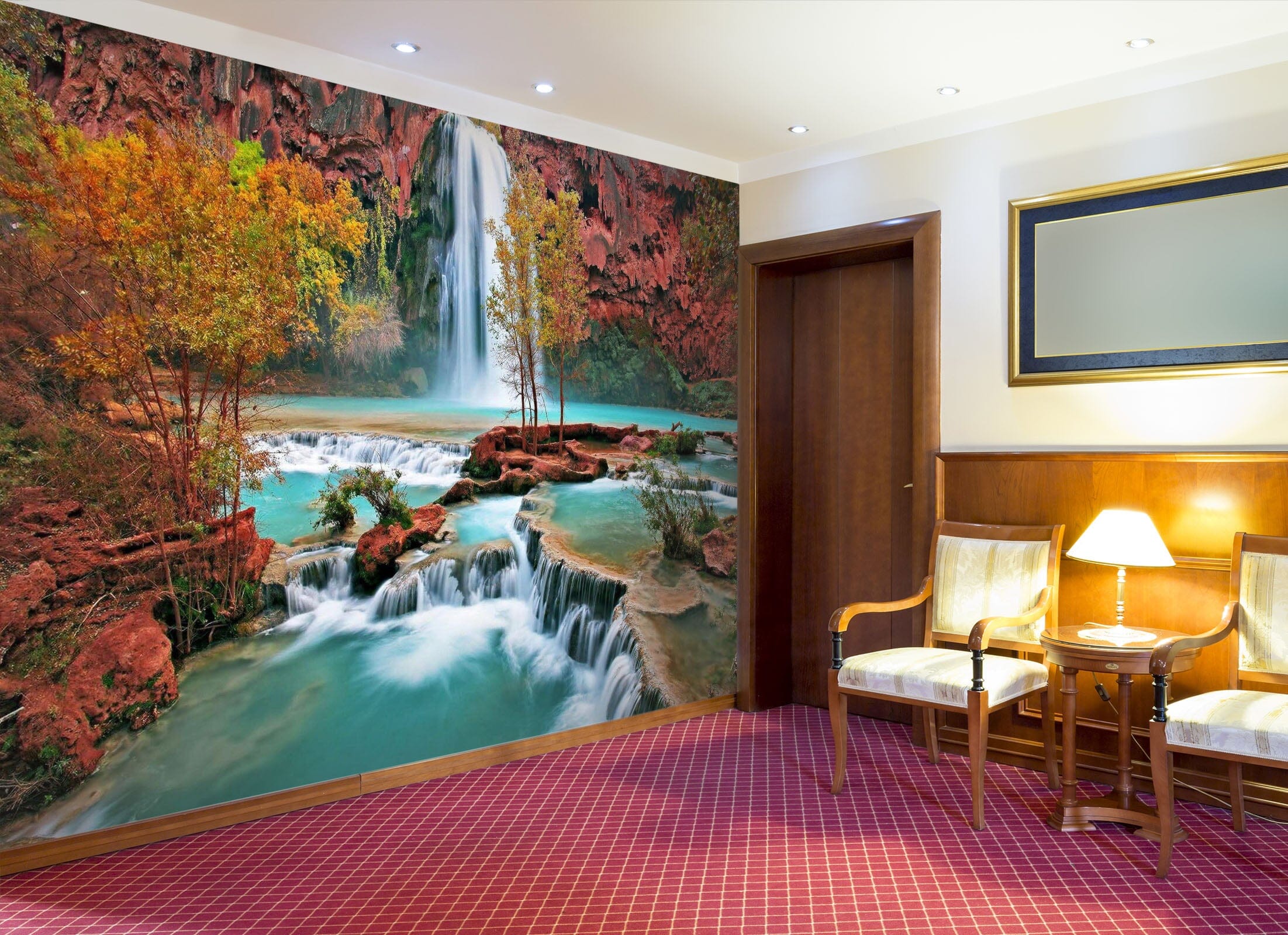3D Waterfall Autumn 184 Wall Murals Wallpaper AJ Wallpaper 2 