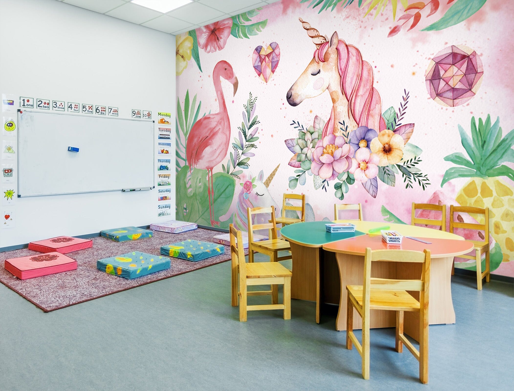 3D Flamingo Unicorn 032 Wall Murals Wallpaper AJ Wallpaper 2 