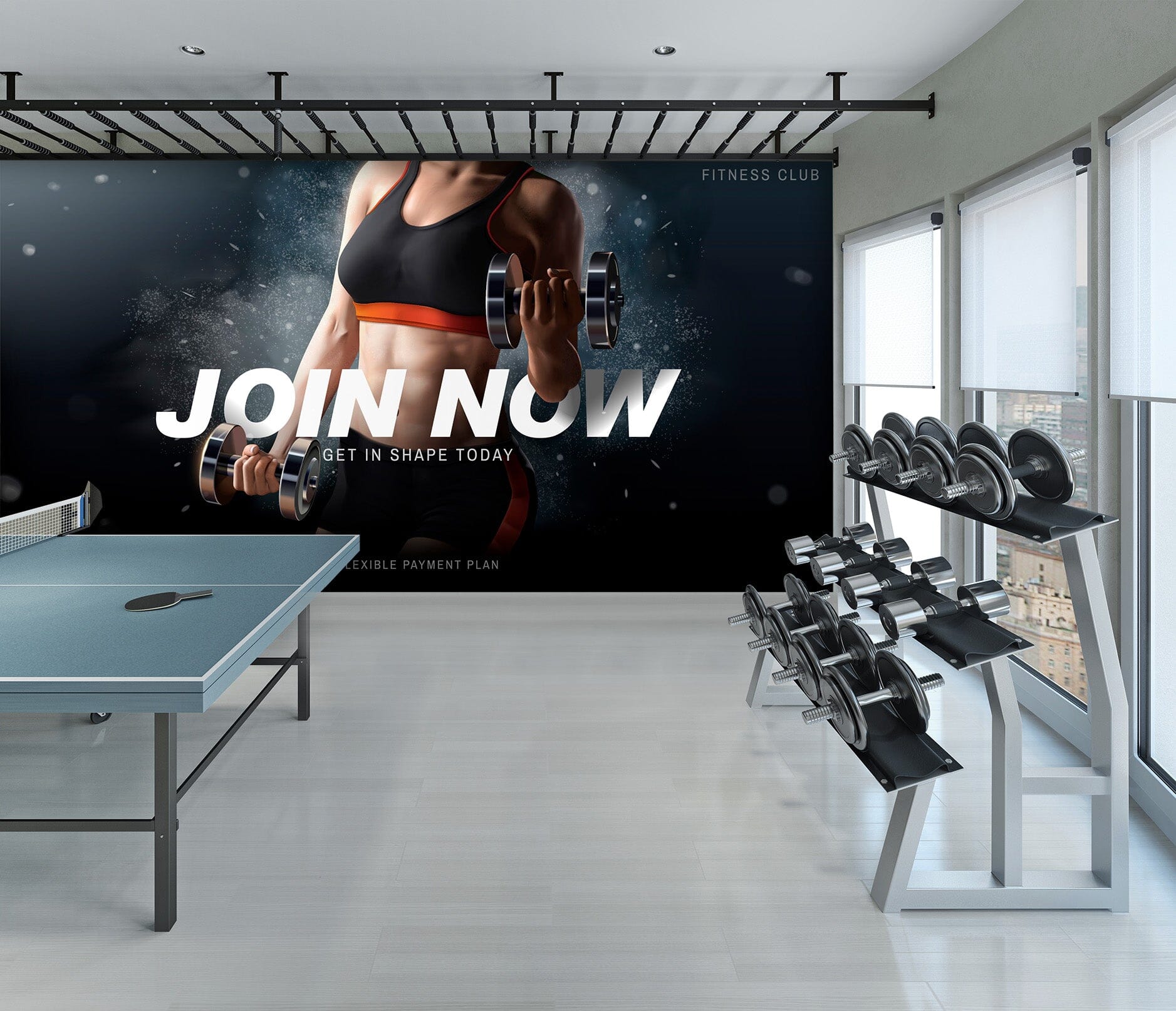 3D Girl Dumbbell 296 Wall Murals Wallpaper AJ Wallpaper 2 