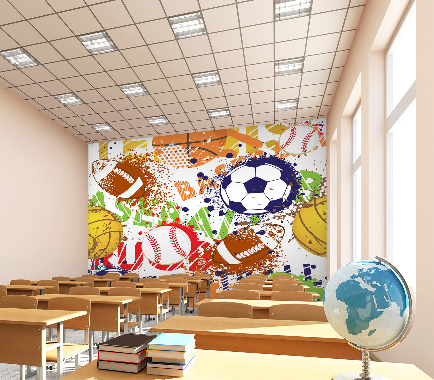 3D Basketball Football 165 Wall Murals