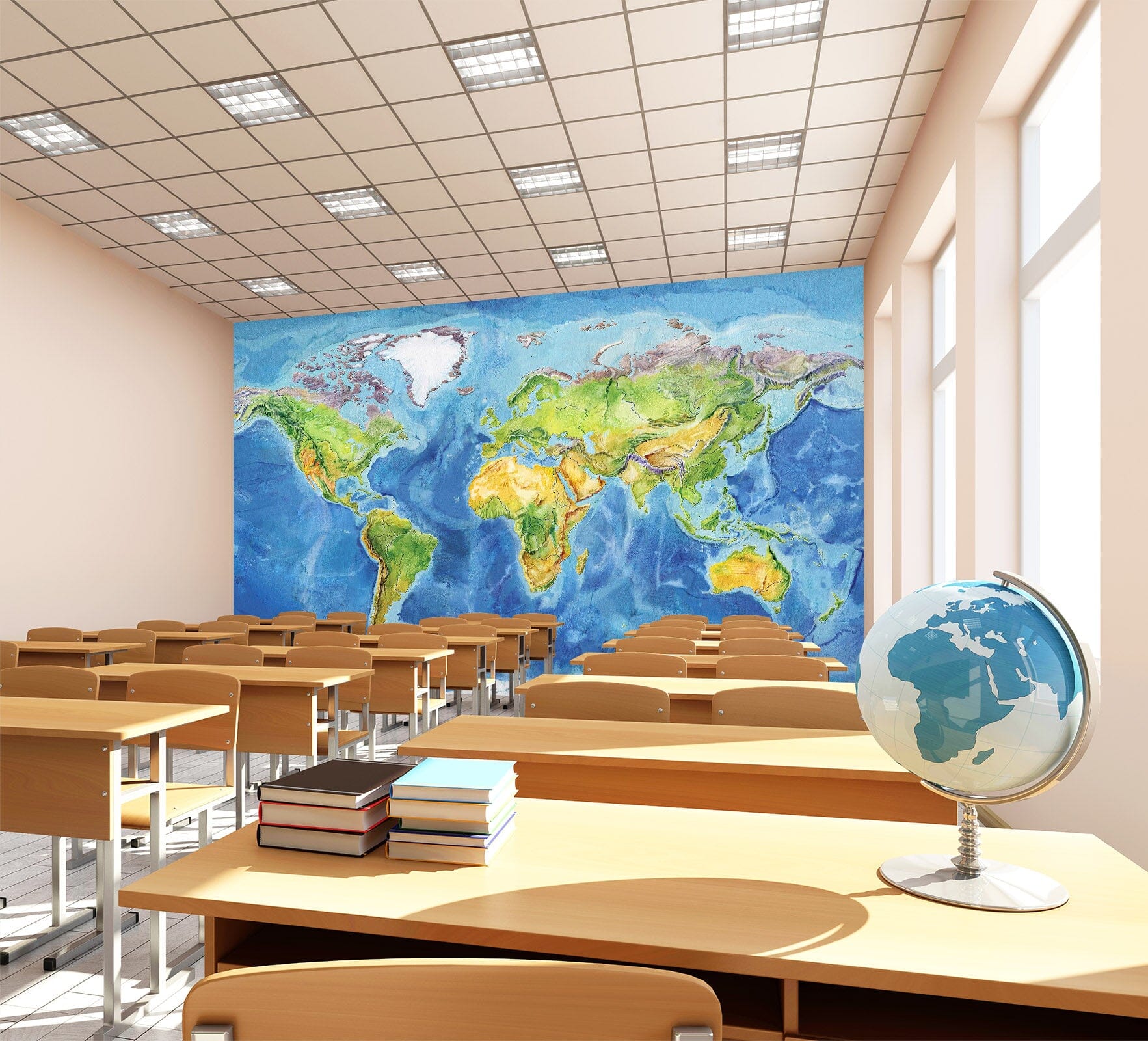 3D Oasis Sea 2135 World Map Wall Murals Wallpaper AJ Wallpaper 2 