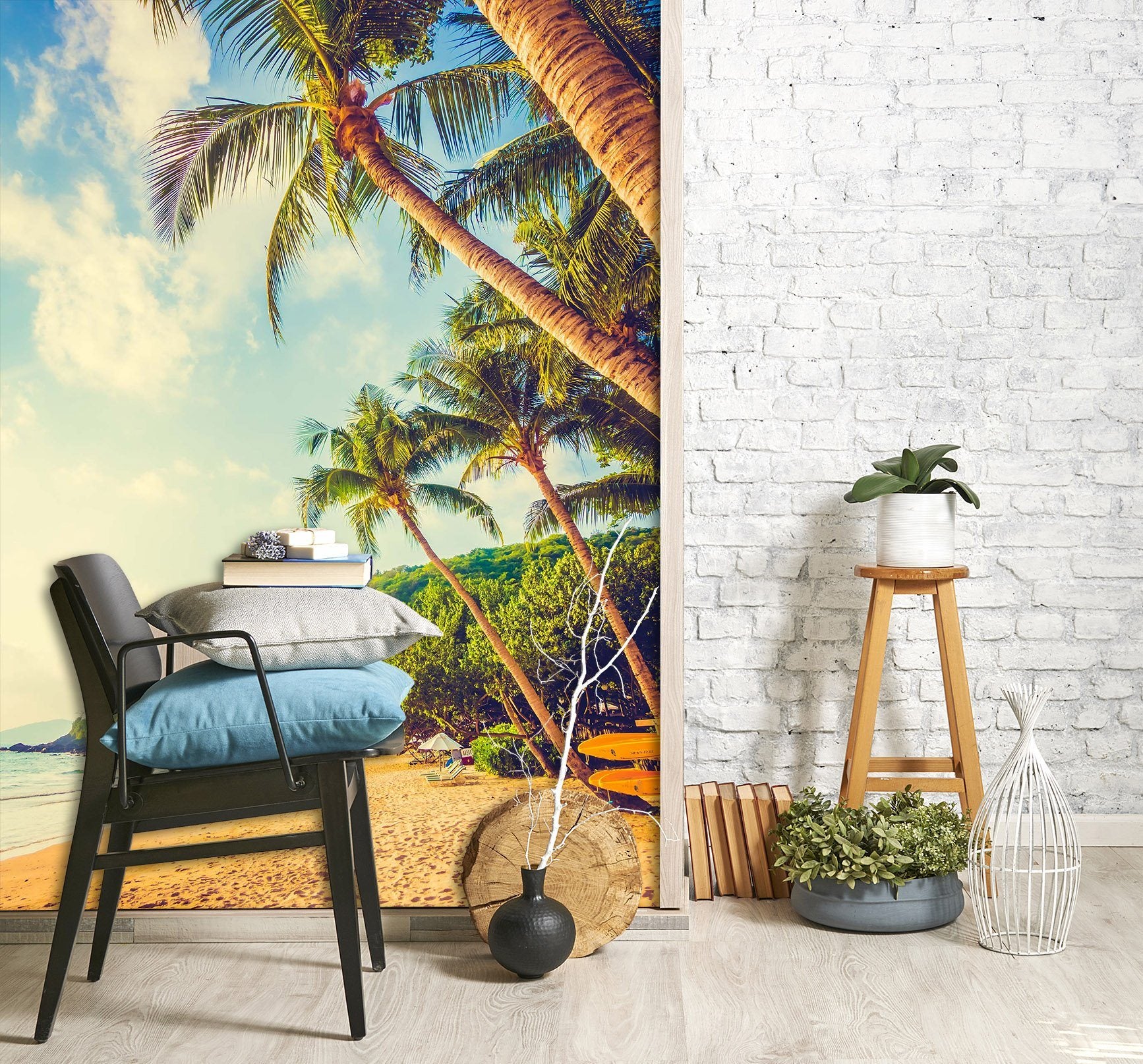 3D Beach Coconut Tree 109 Wall Murals Wallpaper AJ Wallpaper 2 