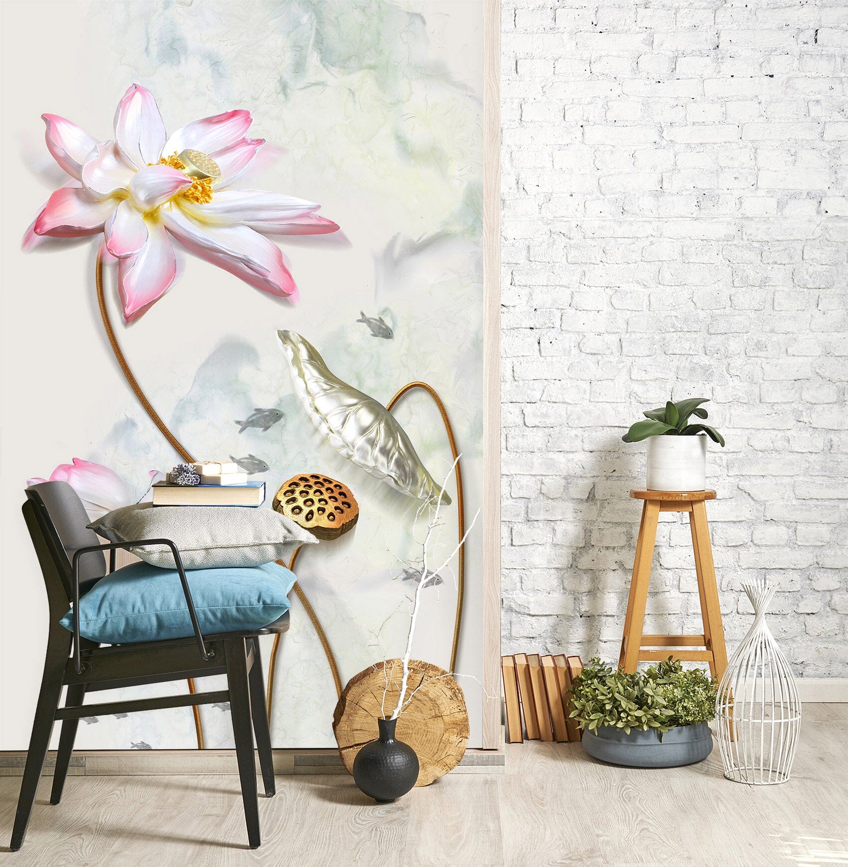 3D Pink Lotus 1866 Wall Murals Wallpaper AJ Wallpaper 2 