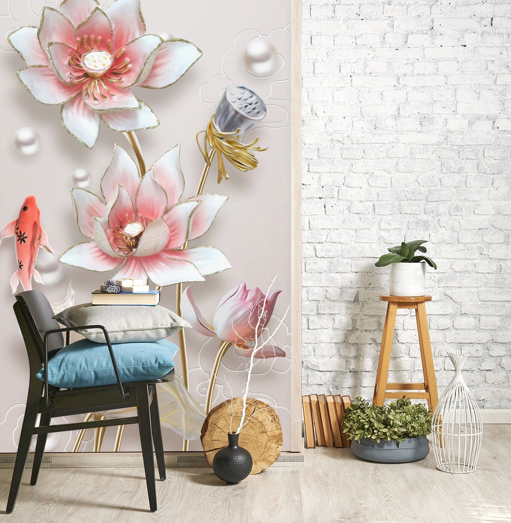 3D Pearl Lotus 1850 Wall Murals Wallpaper AJ Wallpaper 2 