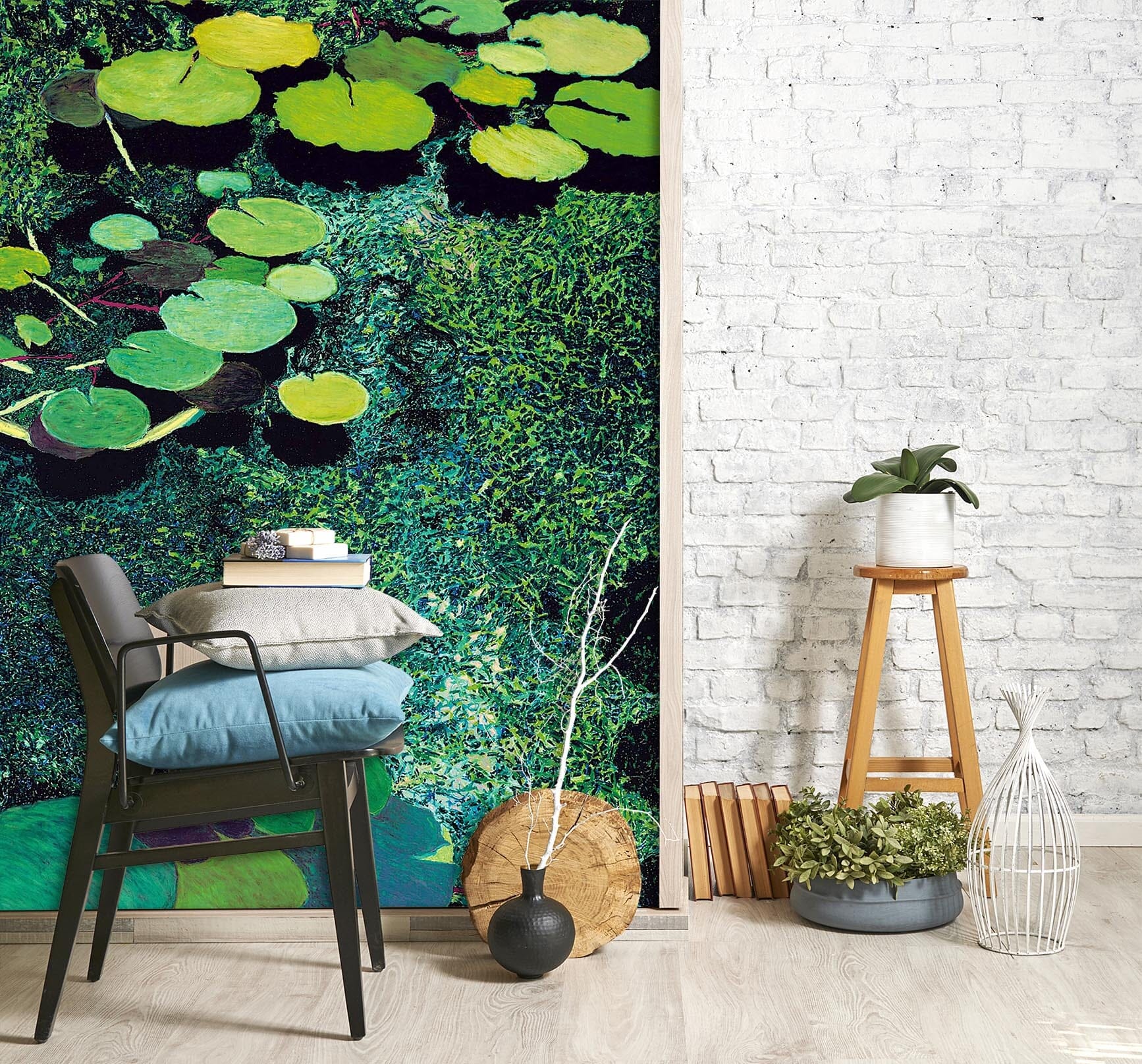3D Green Shimmering Pond 1402 Allan P. Friedlander Wall Mural Wall Murals Wallpaper AJ Wallpaper 2 