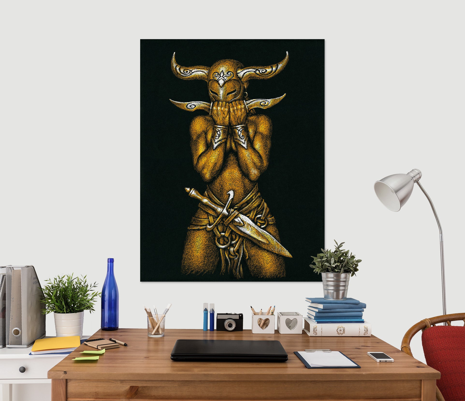 3D Horn Mask Man 8119 Ciruelo Wall Sticker