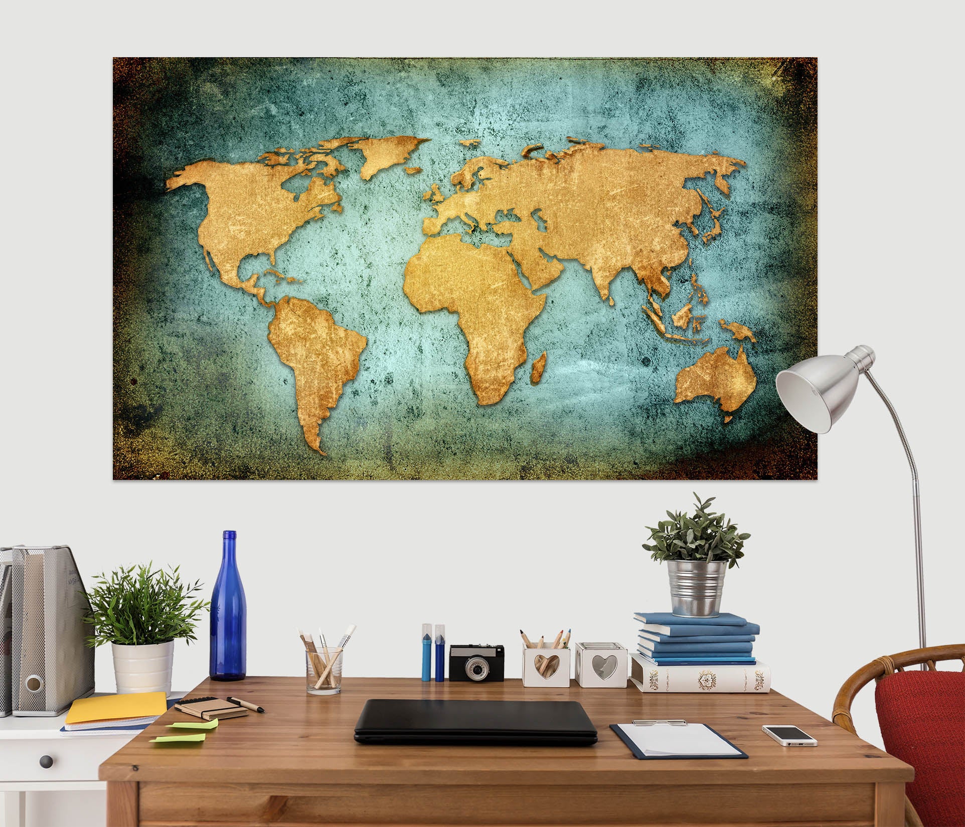 3D Abstract Pattern 119 World Map Wall Sticker