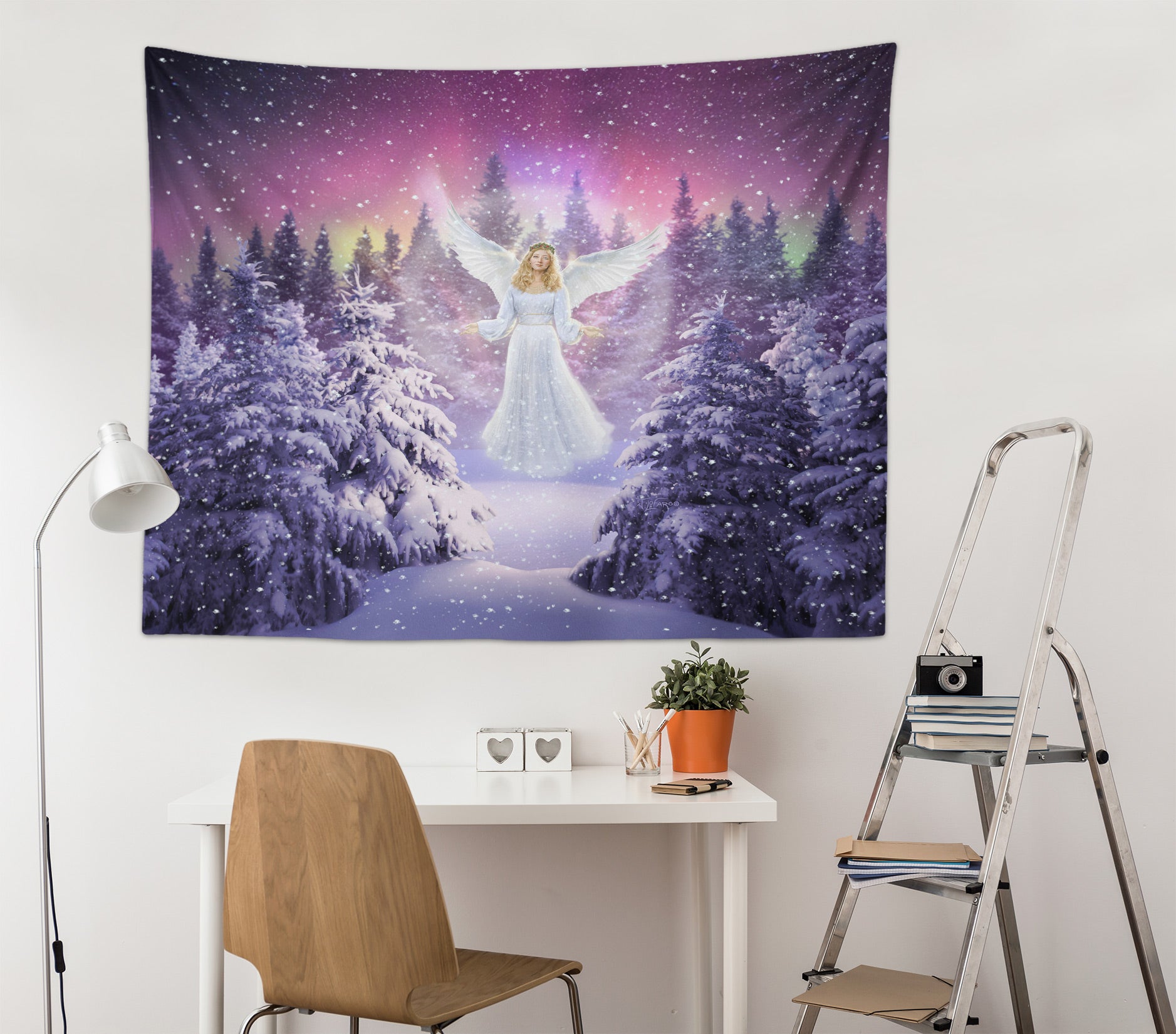 3D Snow Forest Angel 111136 Jerry LoFaro Tapestry Hanging Cloth Hang