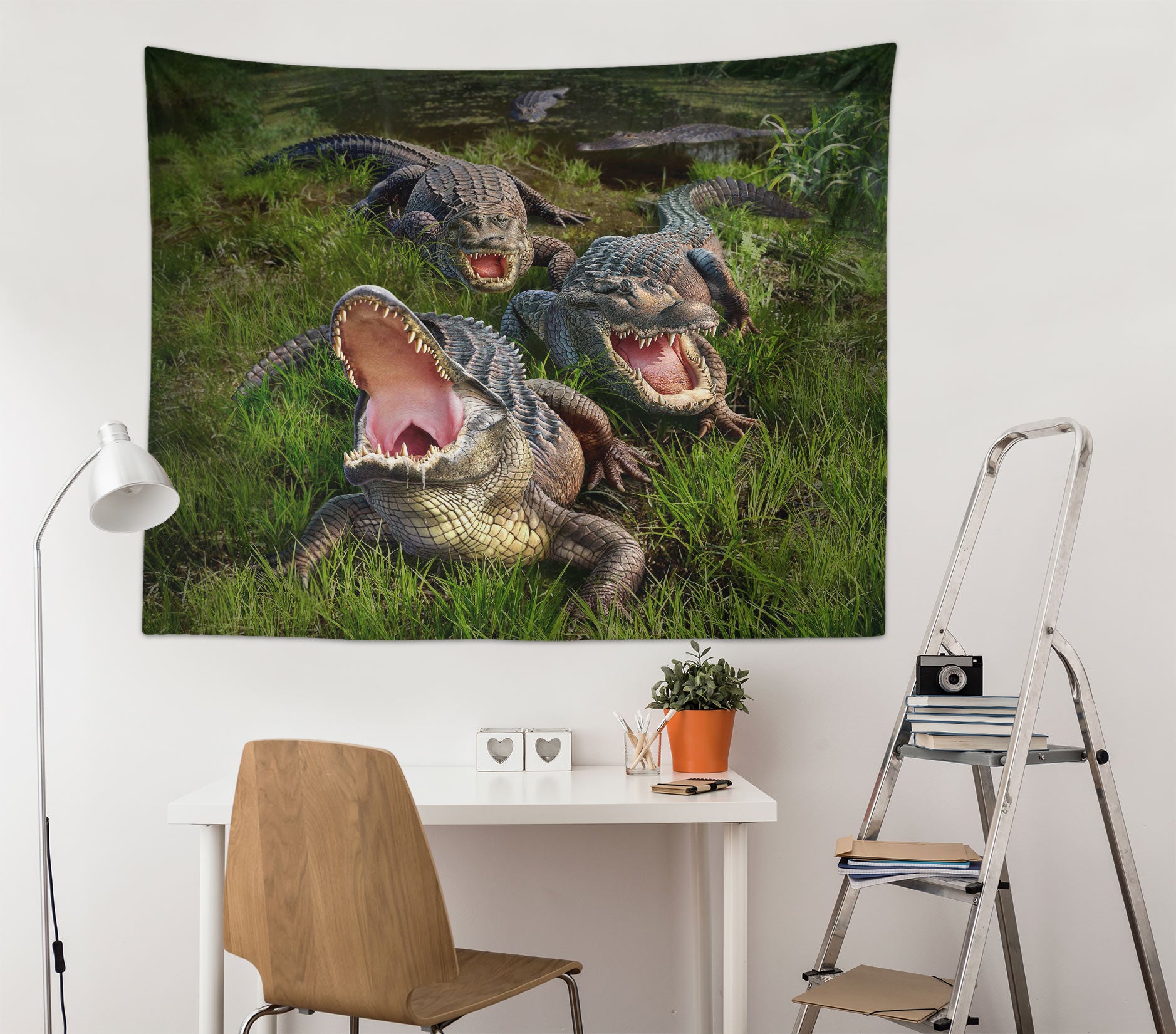 3D Field Crocodile 1014 Jerry LoFaro Tapestry Hanging Cloth Hang