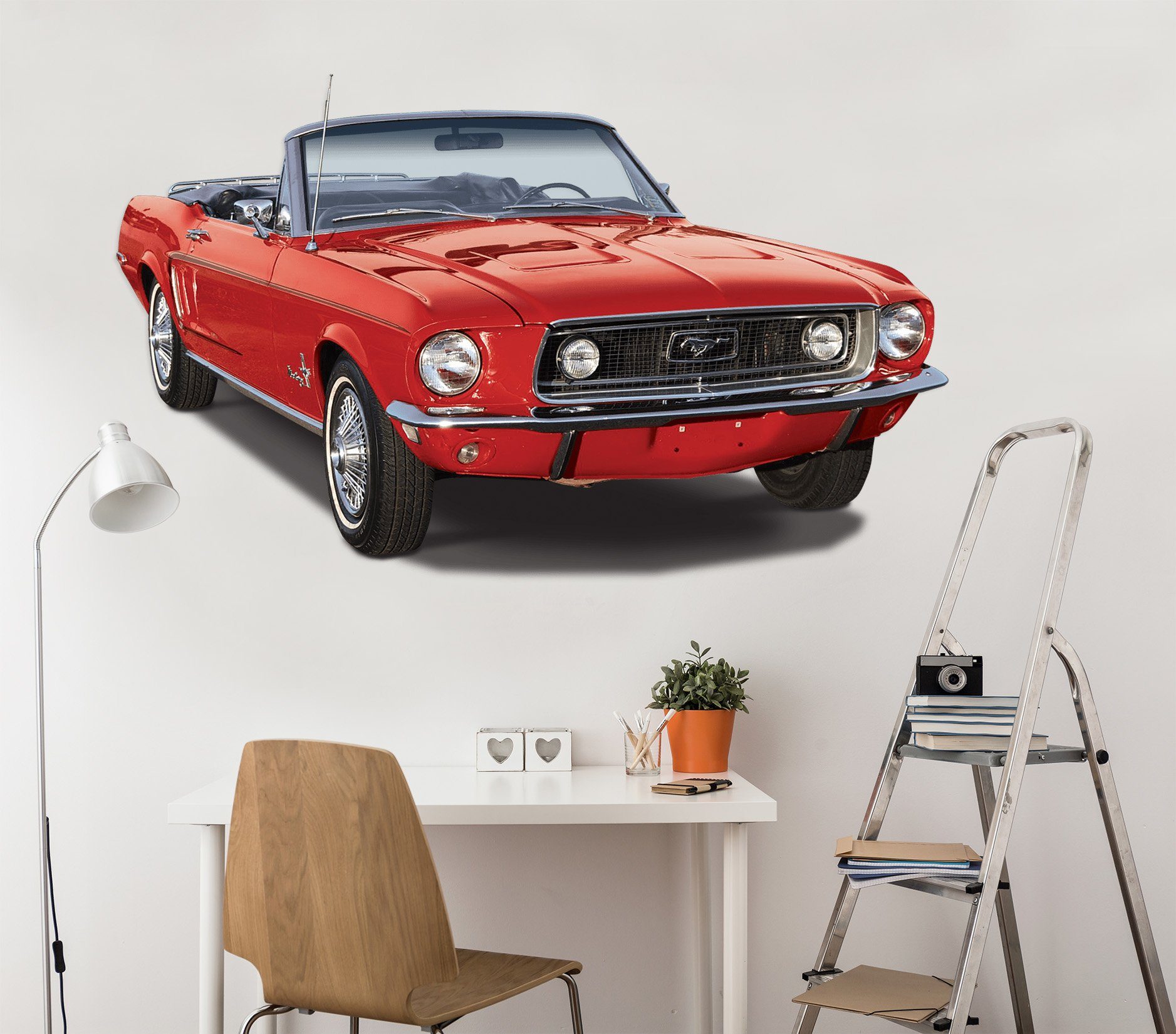 3D Vintage Mustang Red 0262 Vehicles Wallpaper AJ Wallpaper 