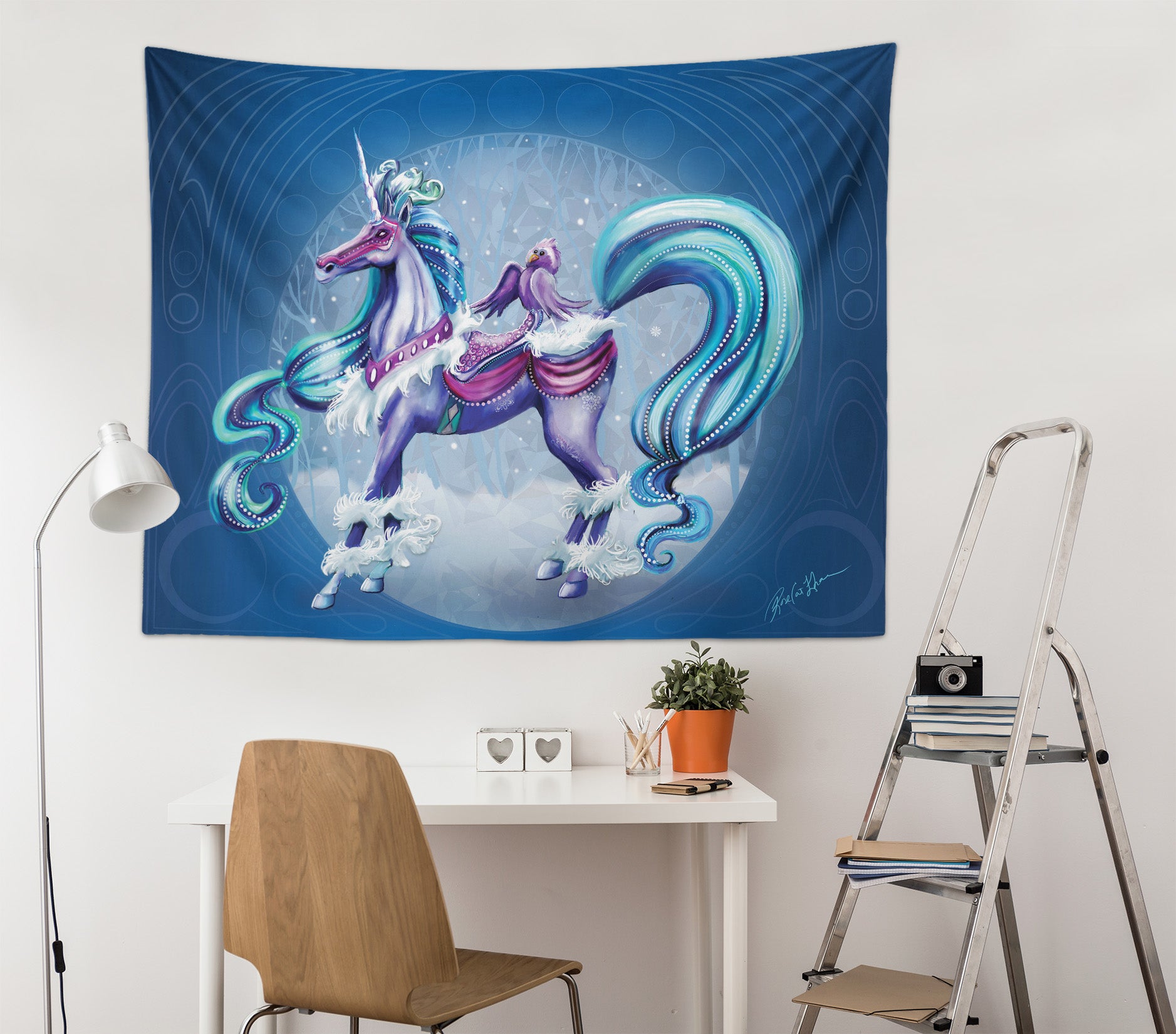 3D Winter Unicorn 5212 Rose Catherine Khan Tapestry Hanging Cloth Hang