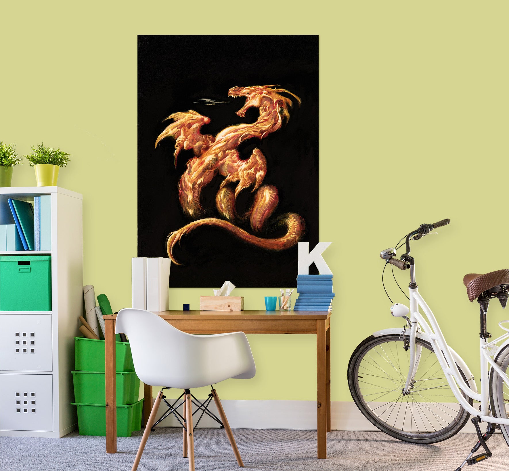 3D Dragon Golden 8128 Ciruelo Wall Sticker