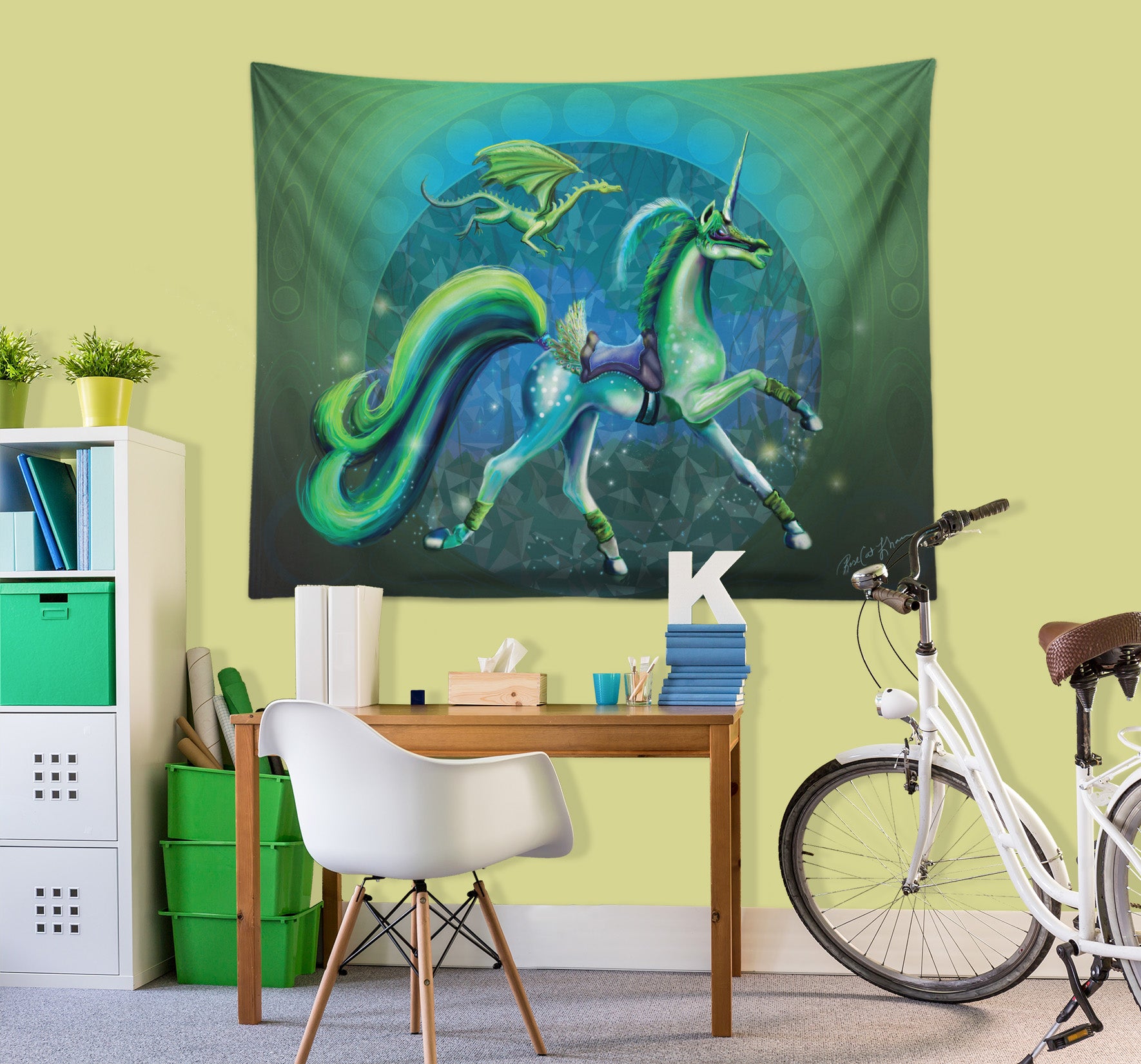 3D Unicorn Forest 5205 Rose Catherine Khan Tapestry Hanging Cloth Hang