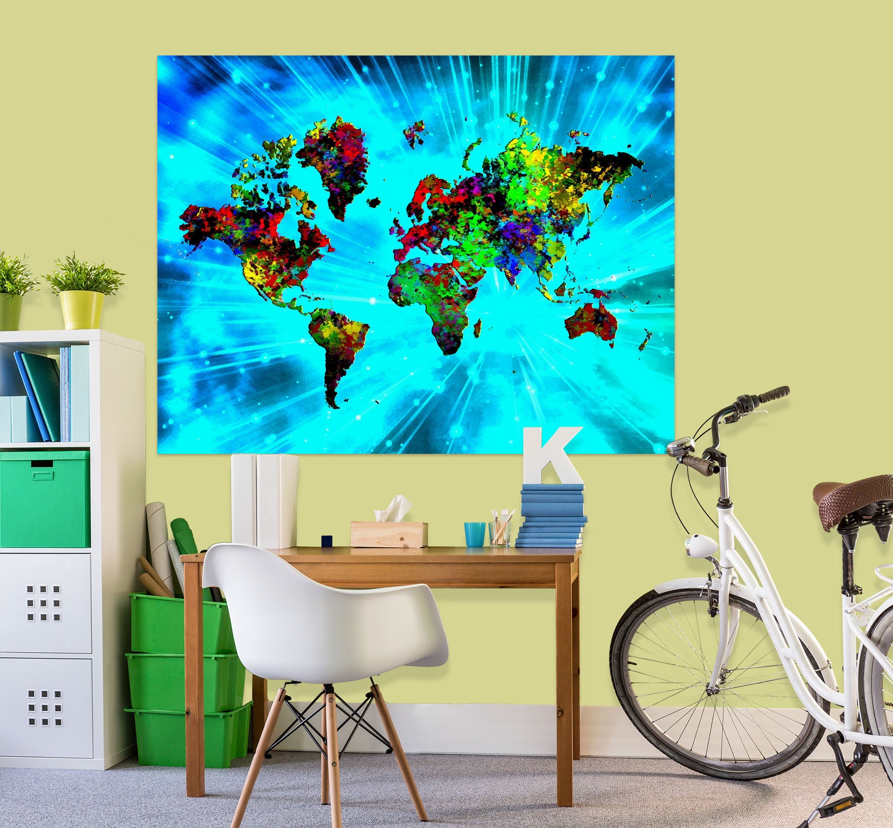 3D Color Island 253 World Map Wall Sticker