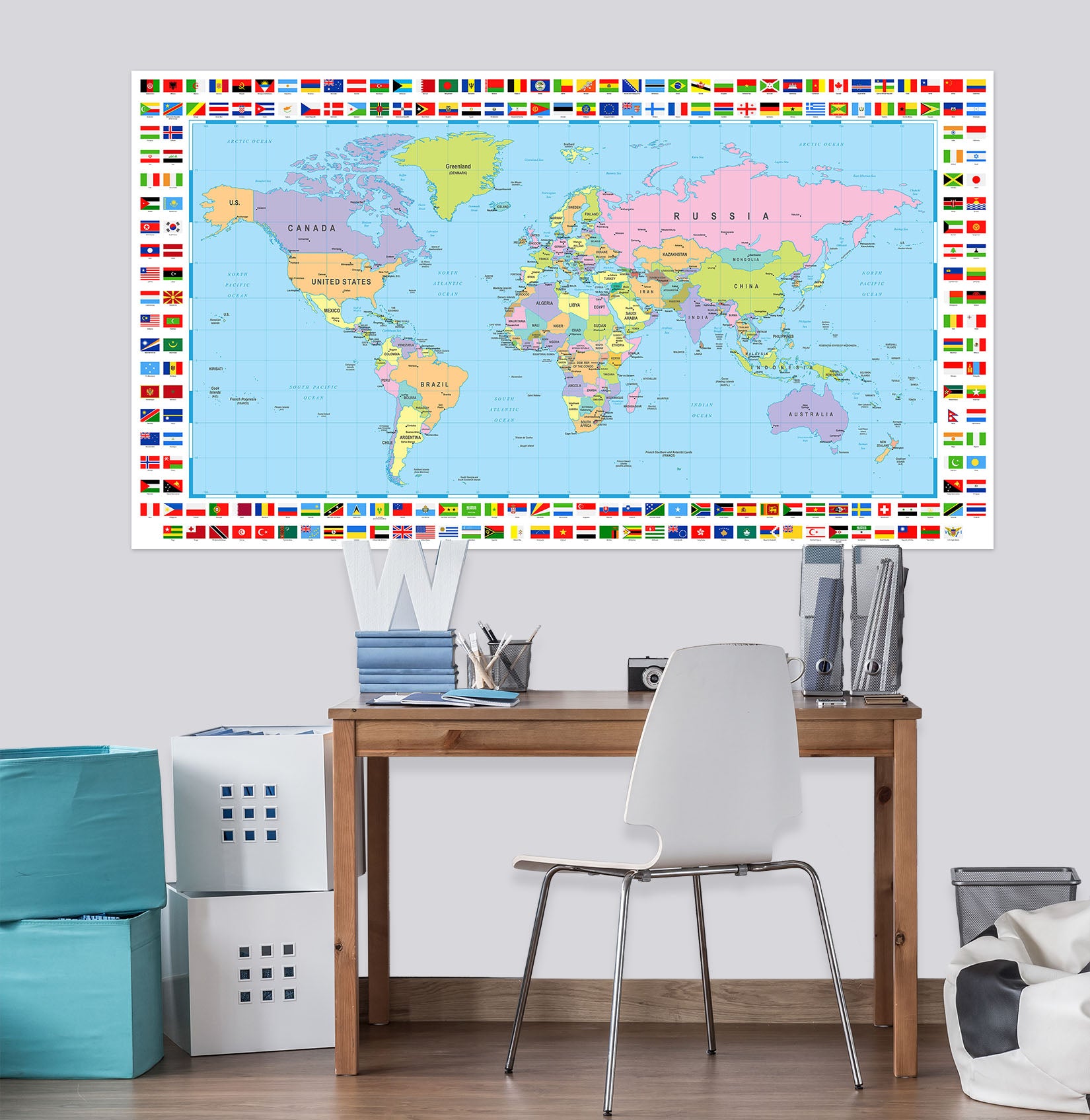 3D World Islands 226 World Map Wall Sticker