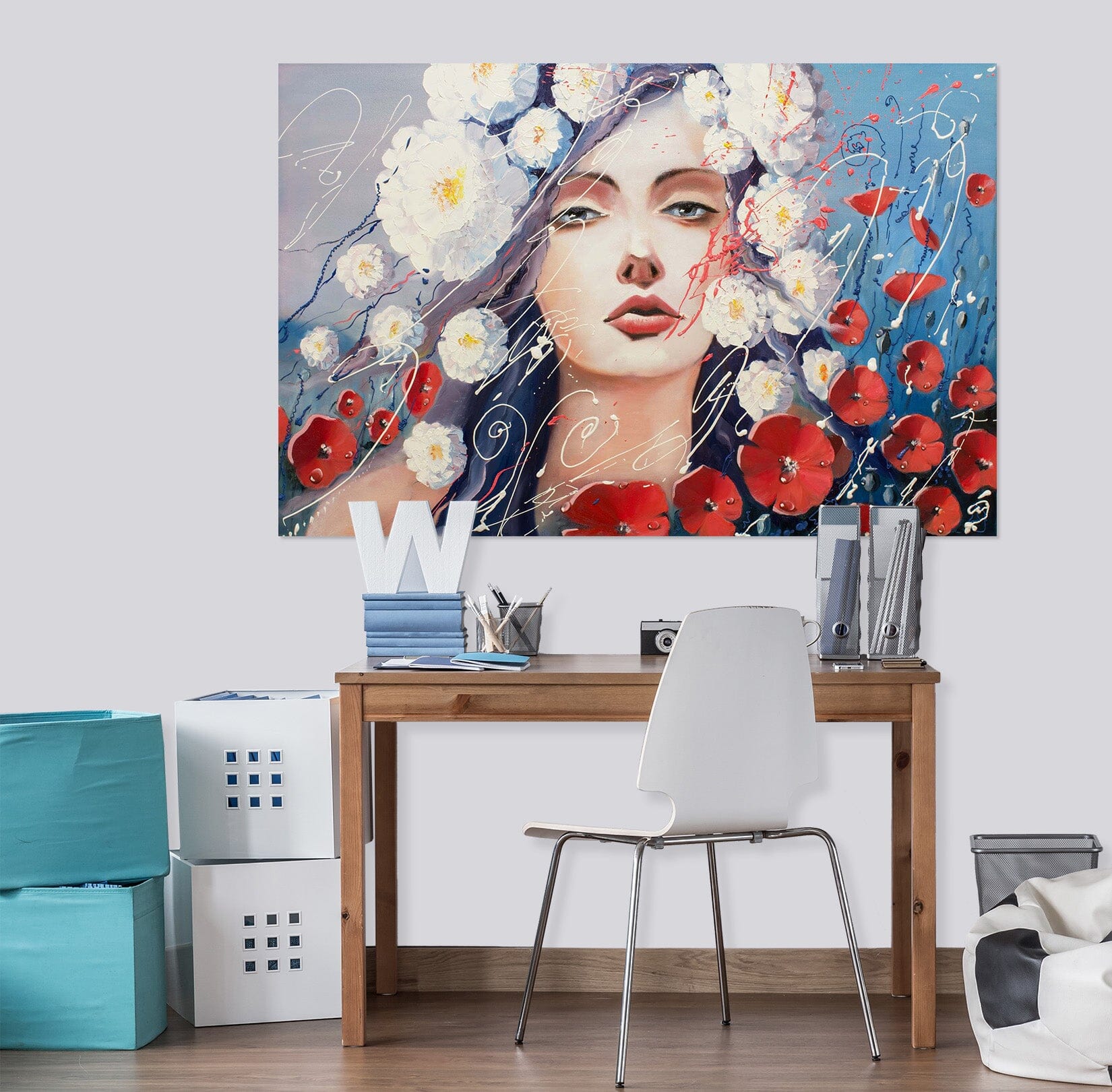 3D Chrysanthemum Woman 1022 Wall Sticker Wallpaper AJ Wallpaper 2 