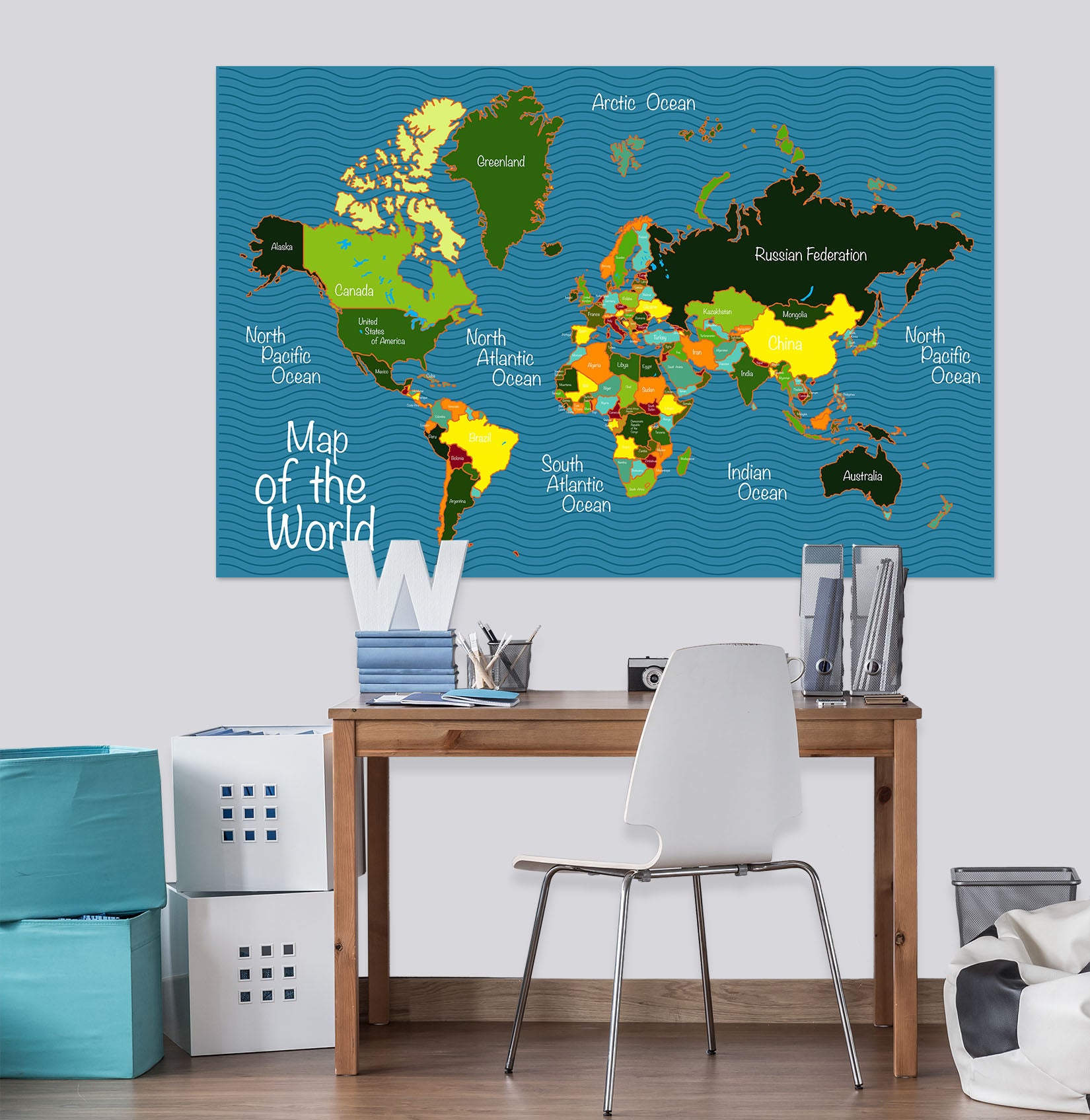 3D Rich Land 274 World Map Wall Sticker