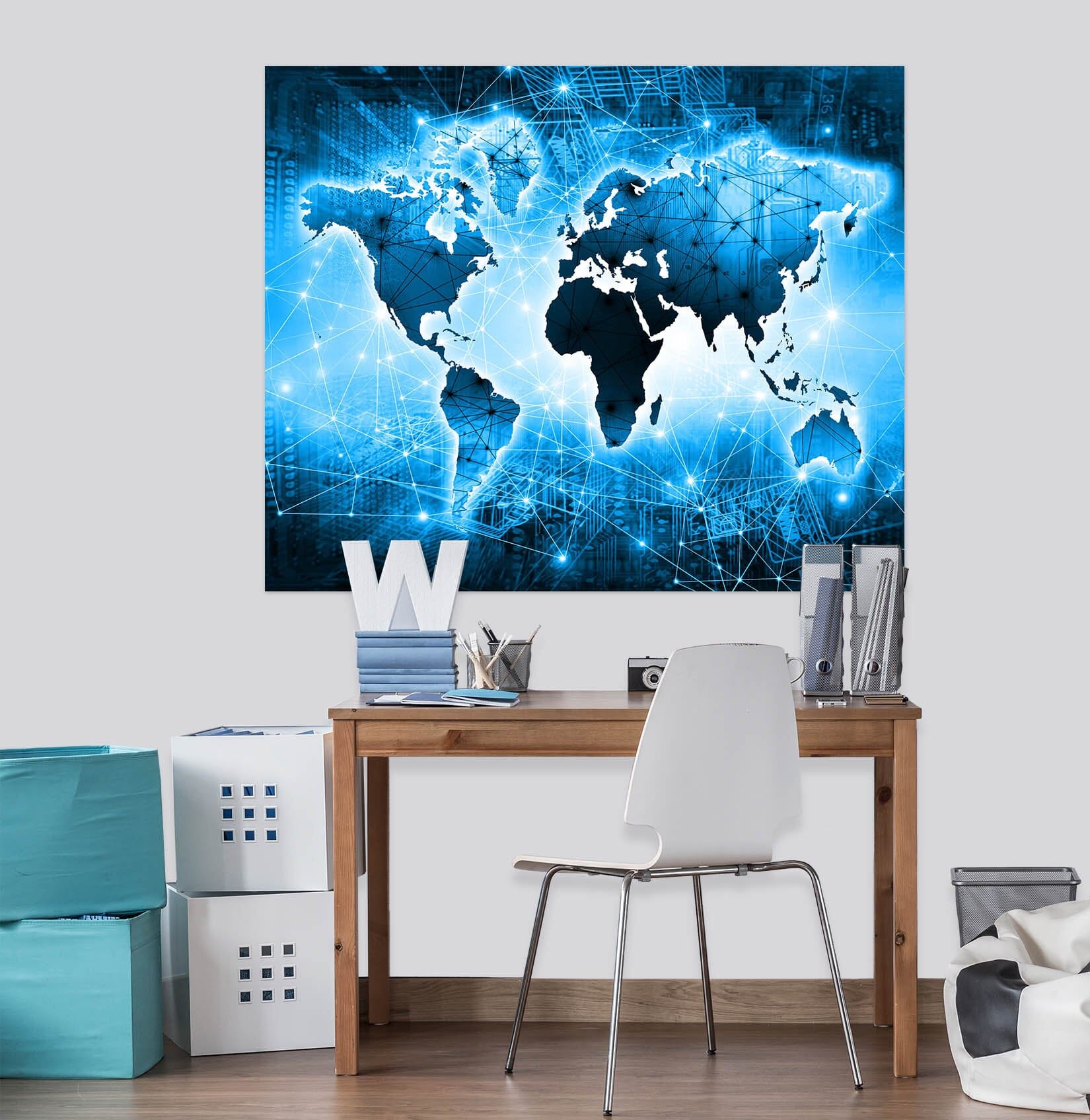 3D Blue World 221 World Map Wall Sticker Wallpaper AJ Wallpaper 2 