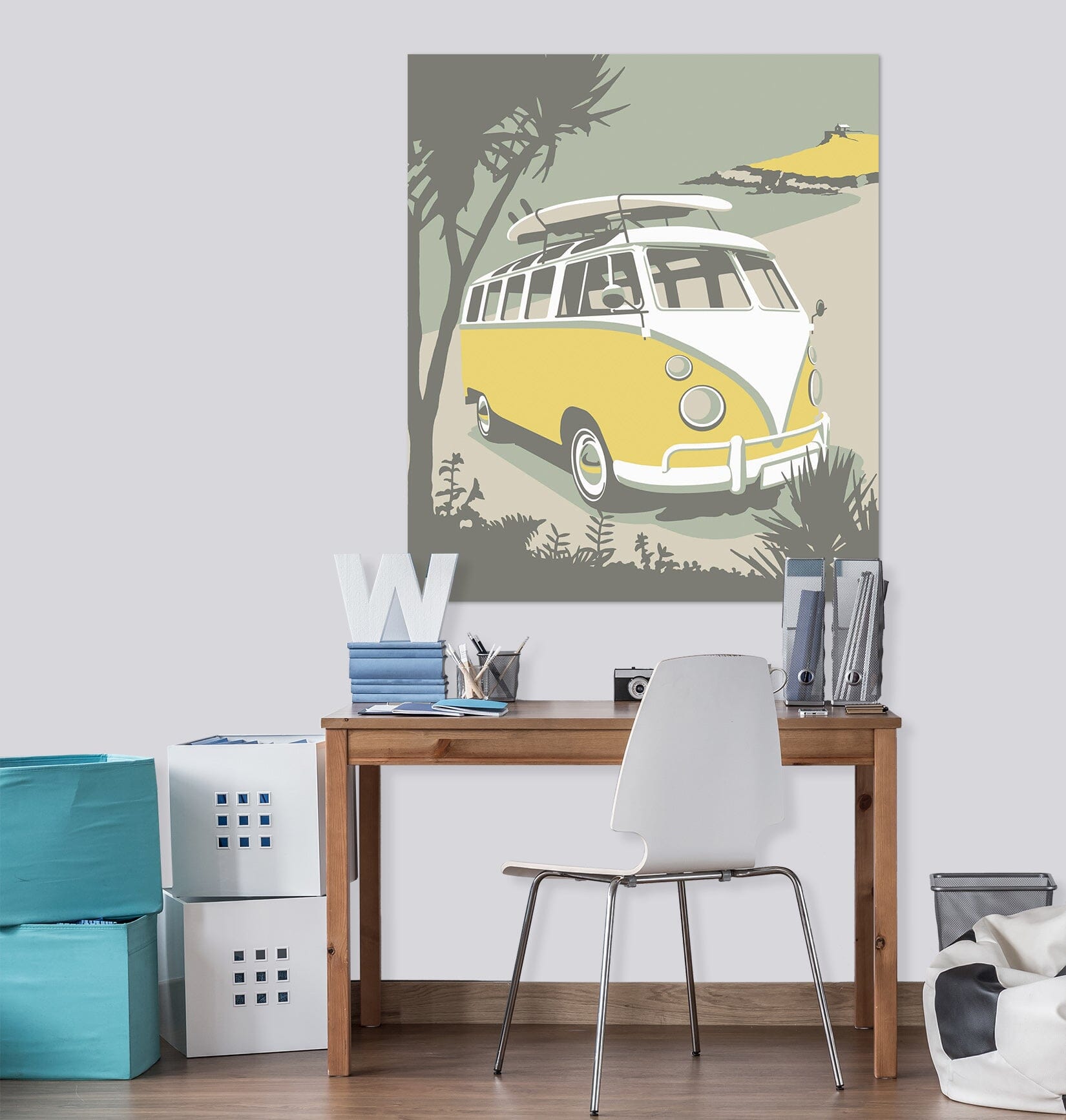 3D Yellow Bus 070 Steve Read Wall Sticker Wallpaper AJ Wallpaper 2 