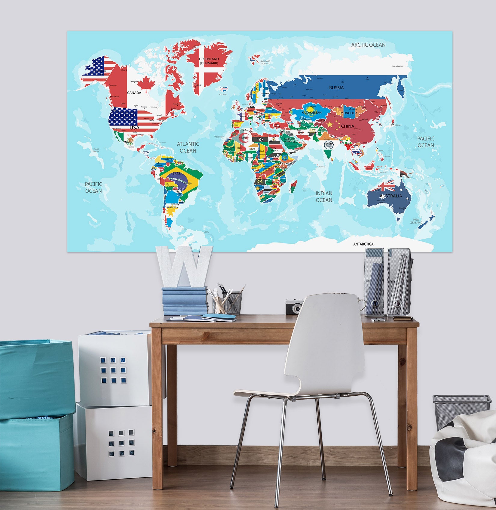 3D Color Pattern 295 World Map Wall Sticker
