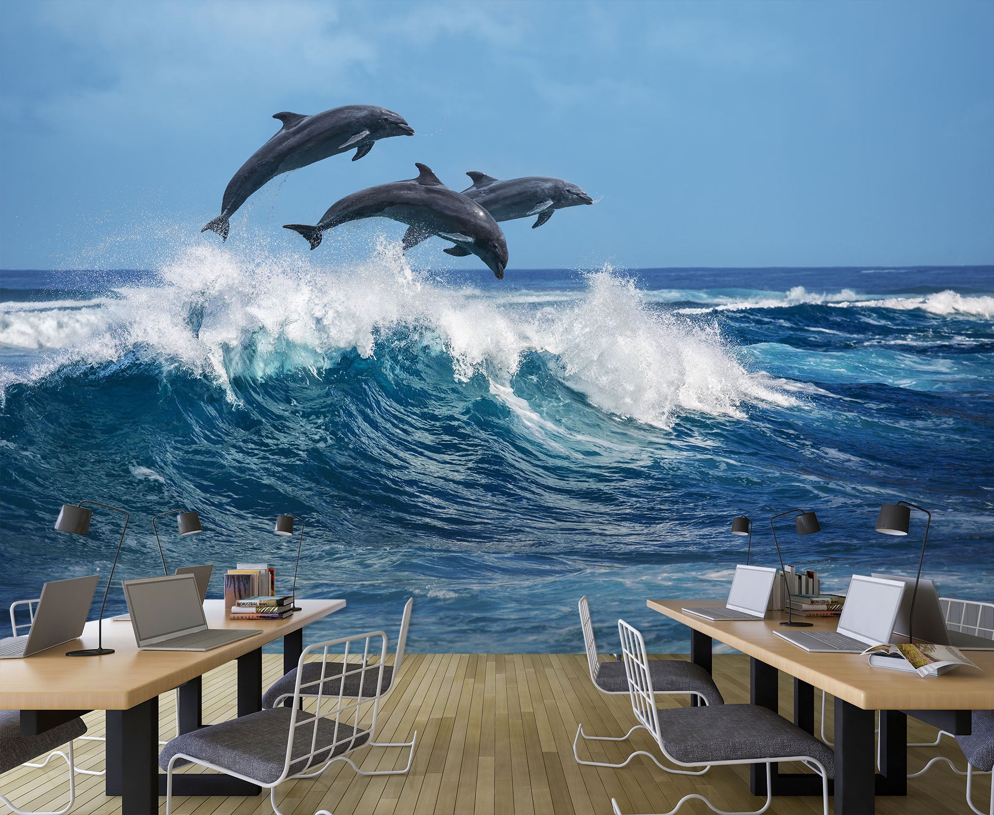 3D Dolphin Surf Jumping 159 Wall Murals