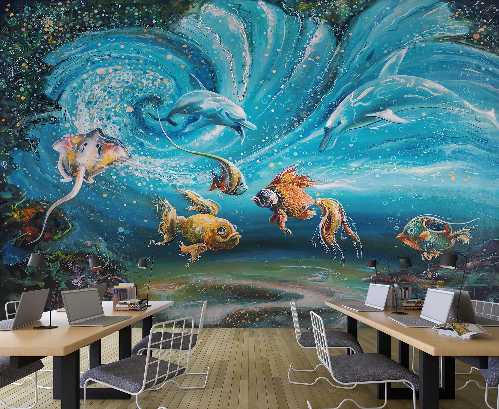 3D Undersea Dolphins 183 Wall Murals