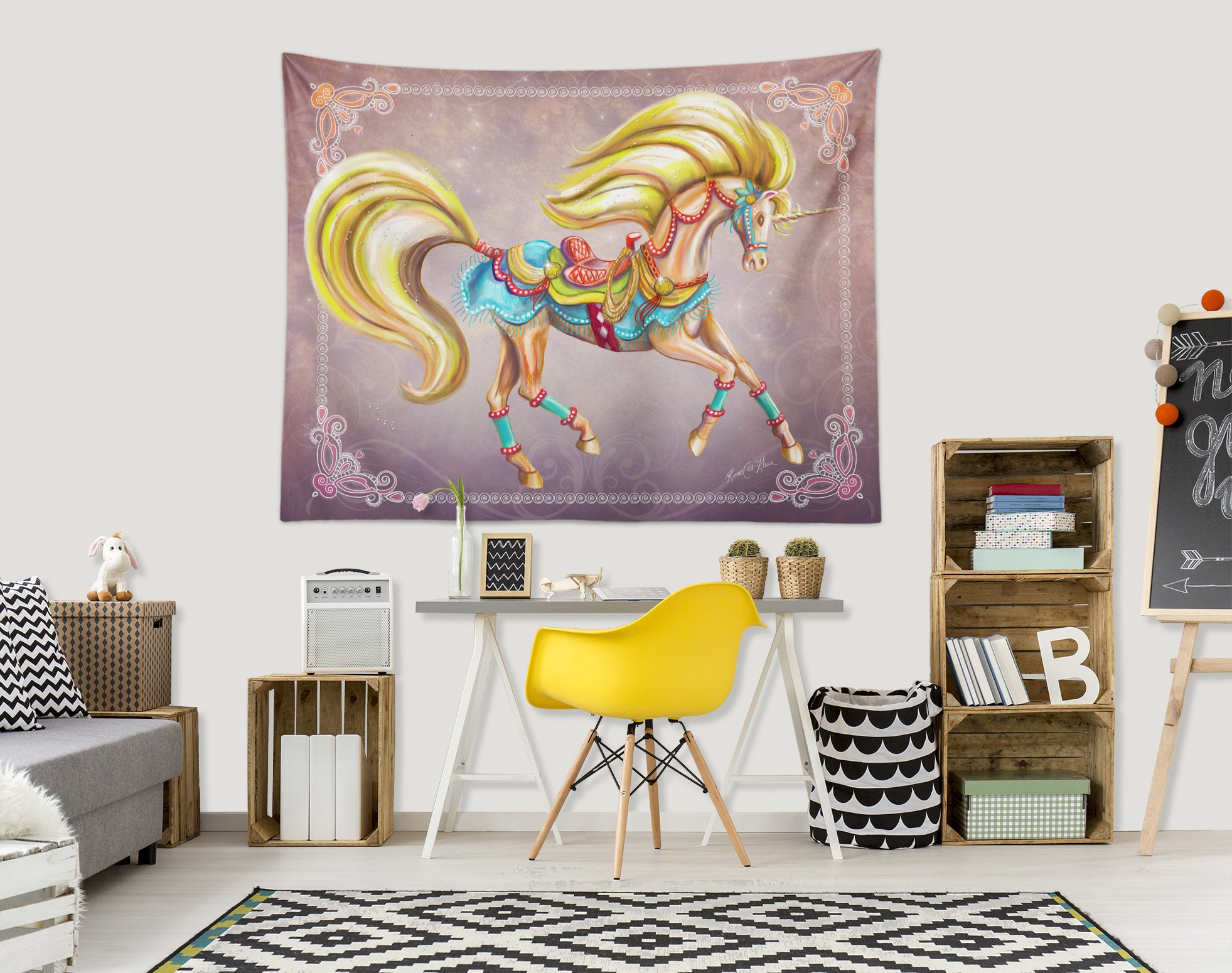 3D Unicorn Decoration 5211 Rose Catherine Khan Tapestry Hanging Cloth Hang