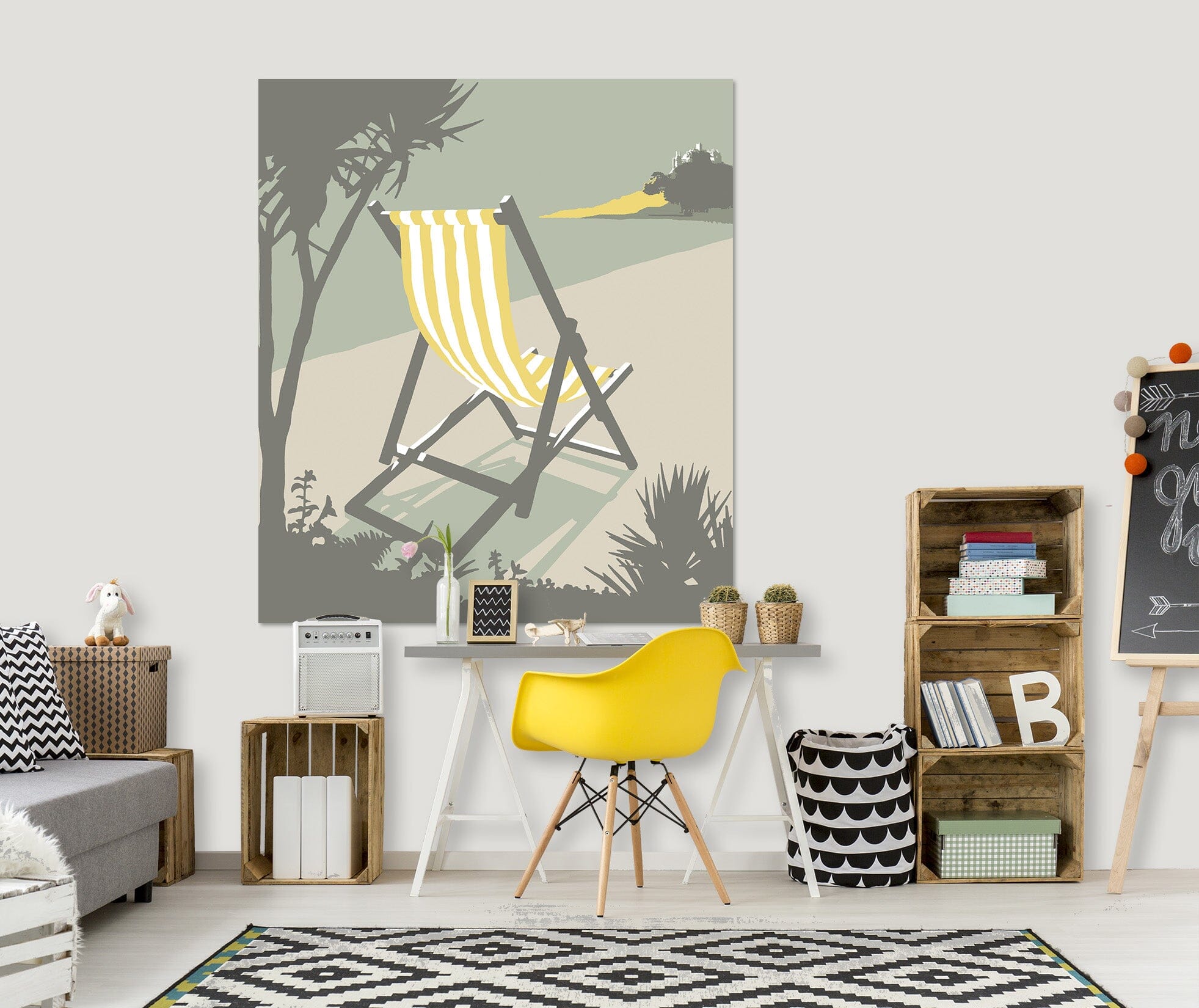 3D Marazion Deckchair 034 Steve Read Wall Sticker Wallpaper AJ Wallpaper 2 