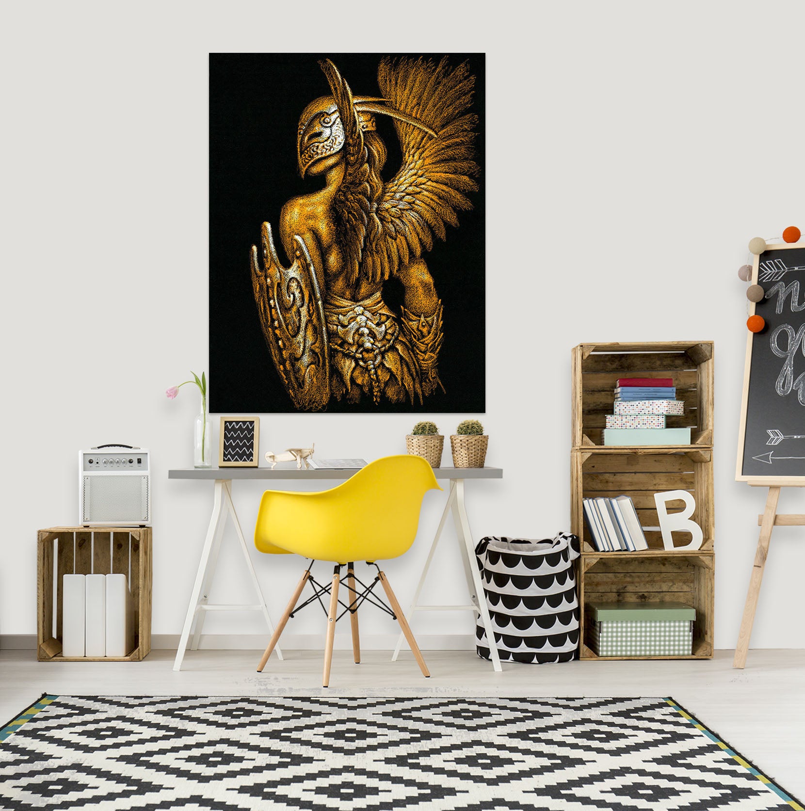 3D Shield Wings Mask Male 8116 Ciruelo Wall Sticker