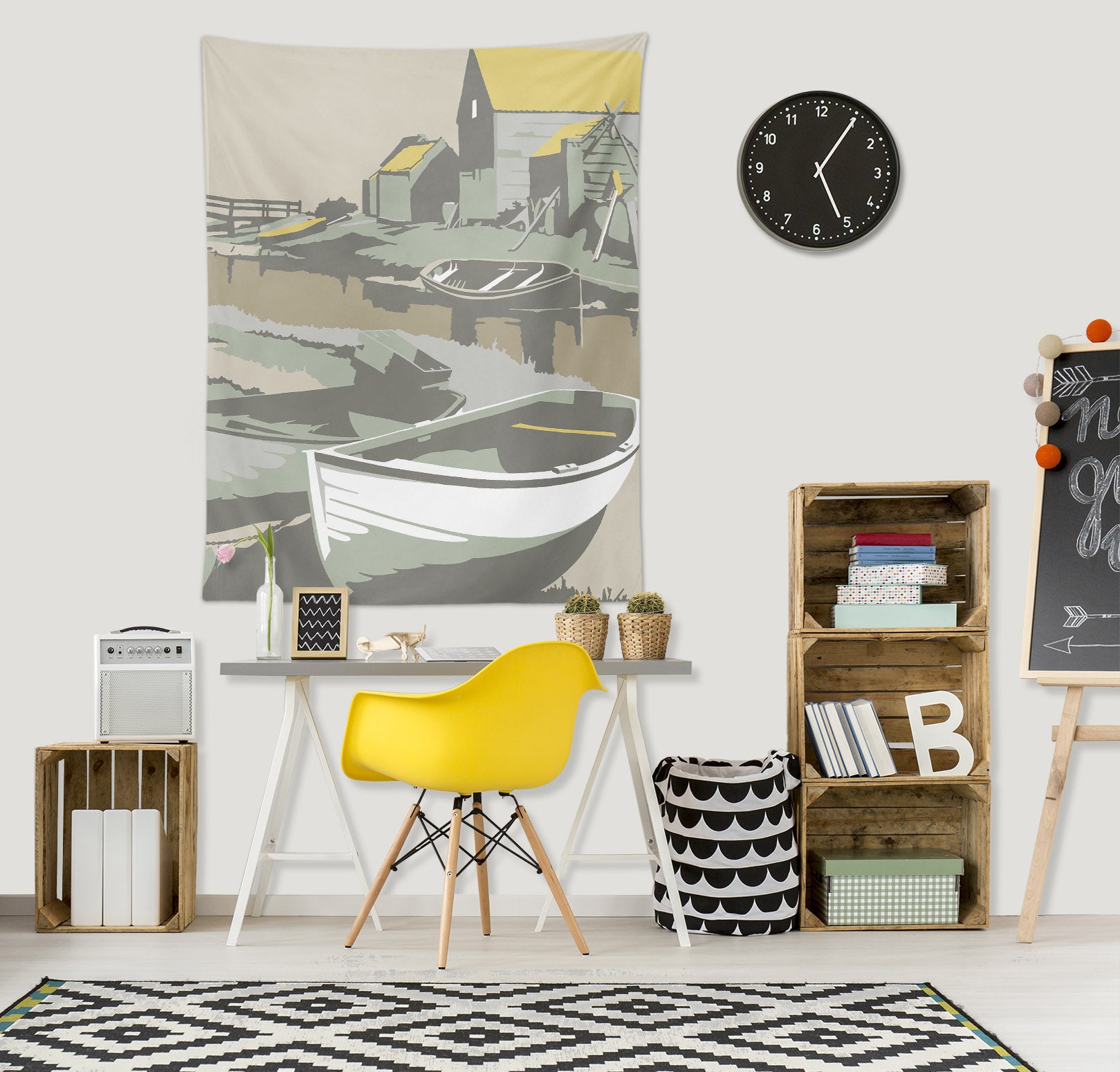 3D Boat House 5380 Steve Read Tapestry Hanging Cloth Hang