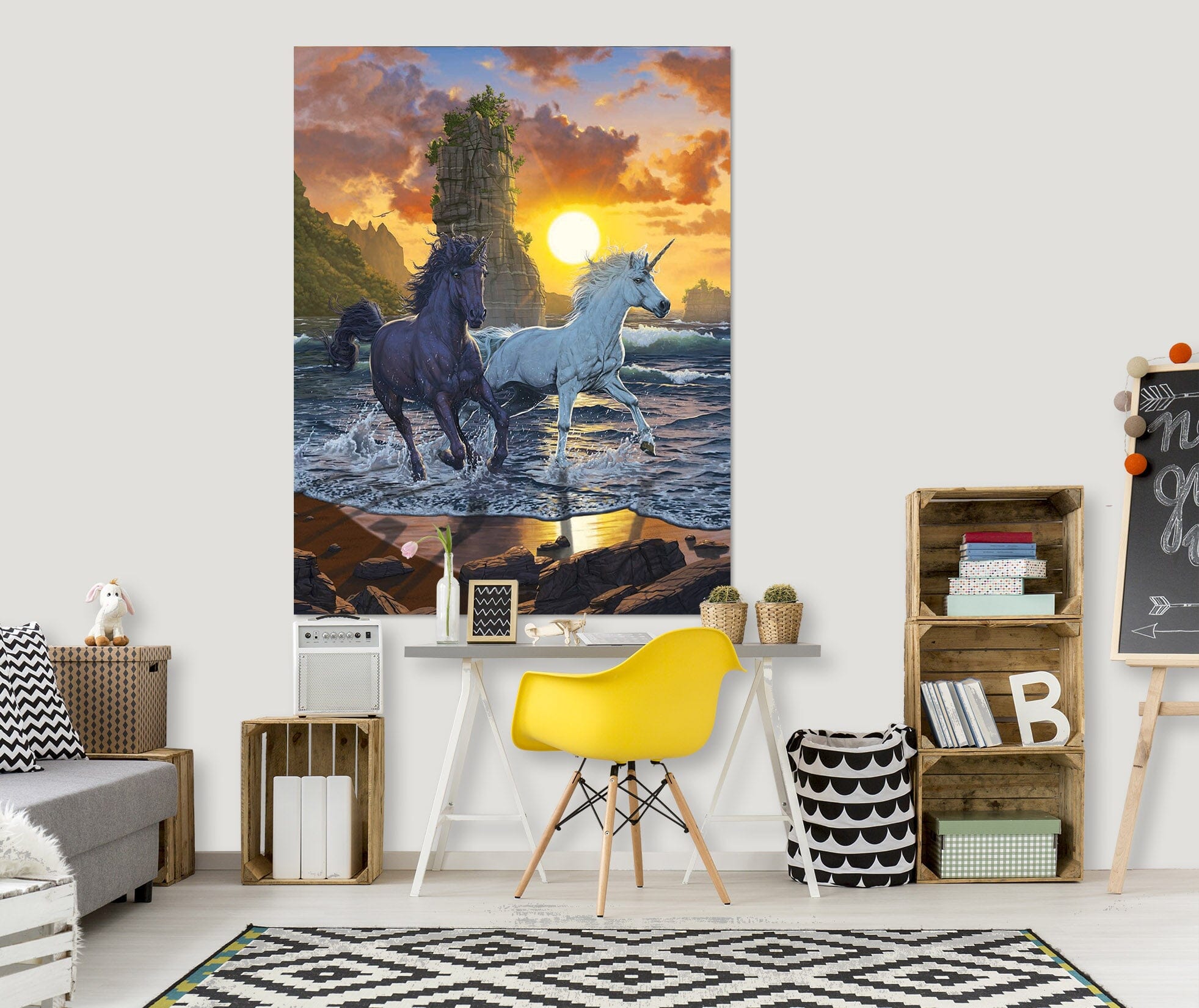 3D Unicorns In Sunset 088 Vincent Hie Wall Sticker Wallpaper AJ Wallpaper 2 