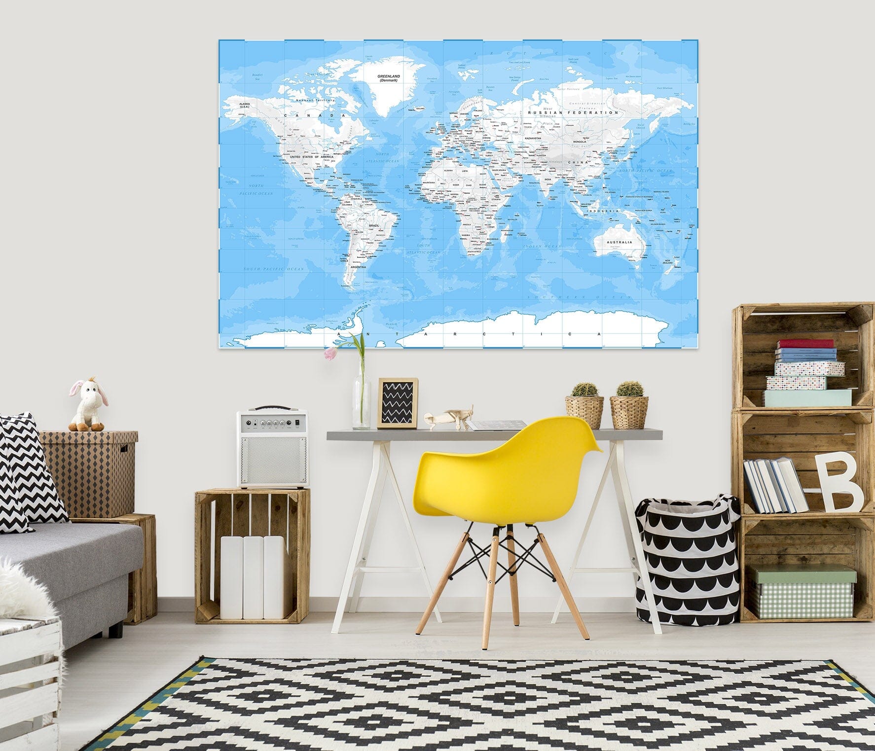 3D Abstract Clouds 256 World Map Wall Sticker Wallpaper AJ Wallpaper 2 