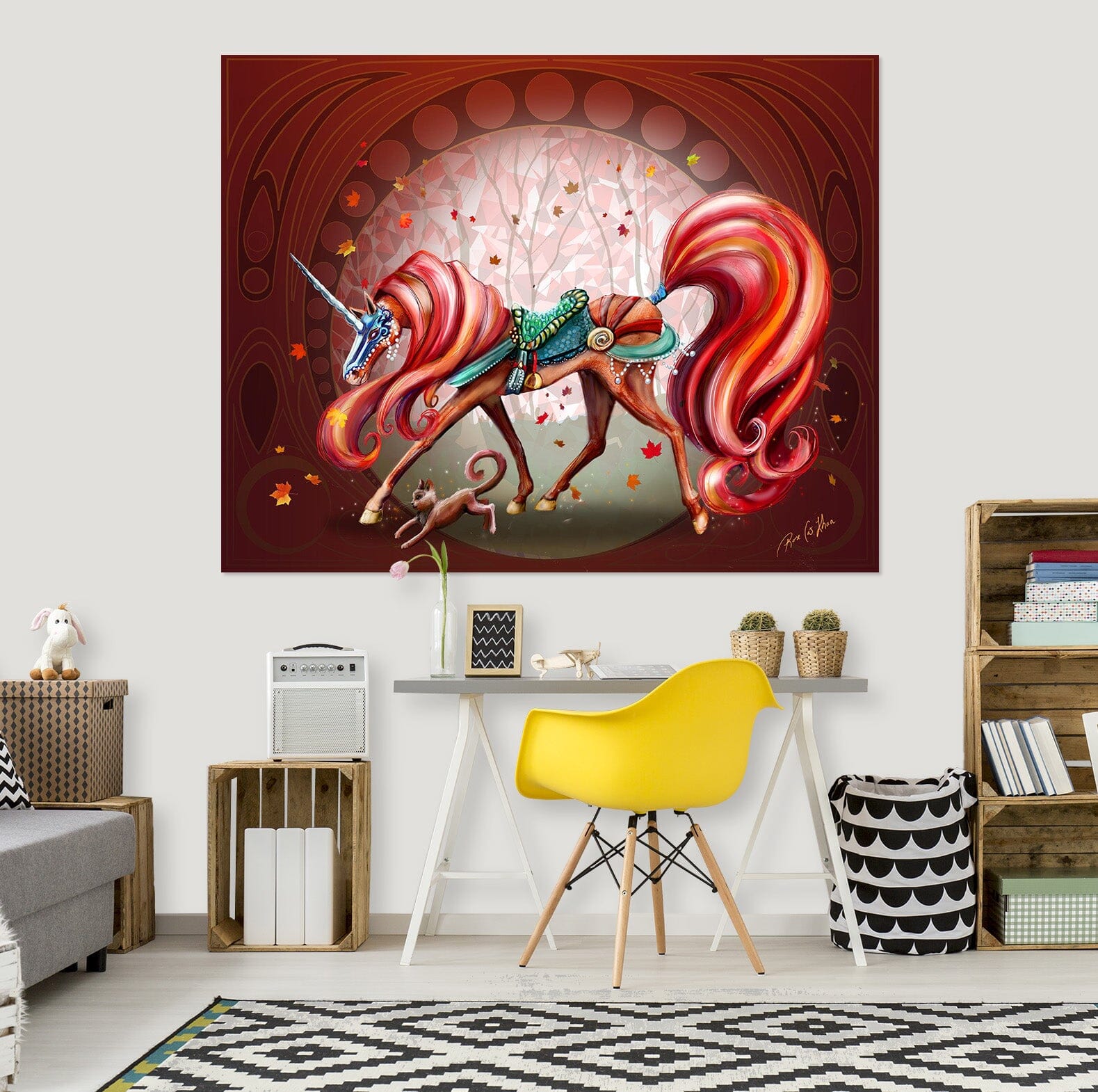 3D Cute Unicorn 201 Rose Catherine Khan Wall Sticker Wallpaper AJ Wallpaper 2 